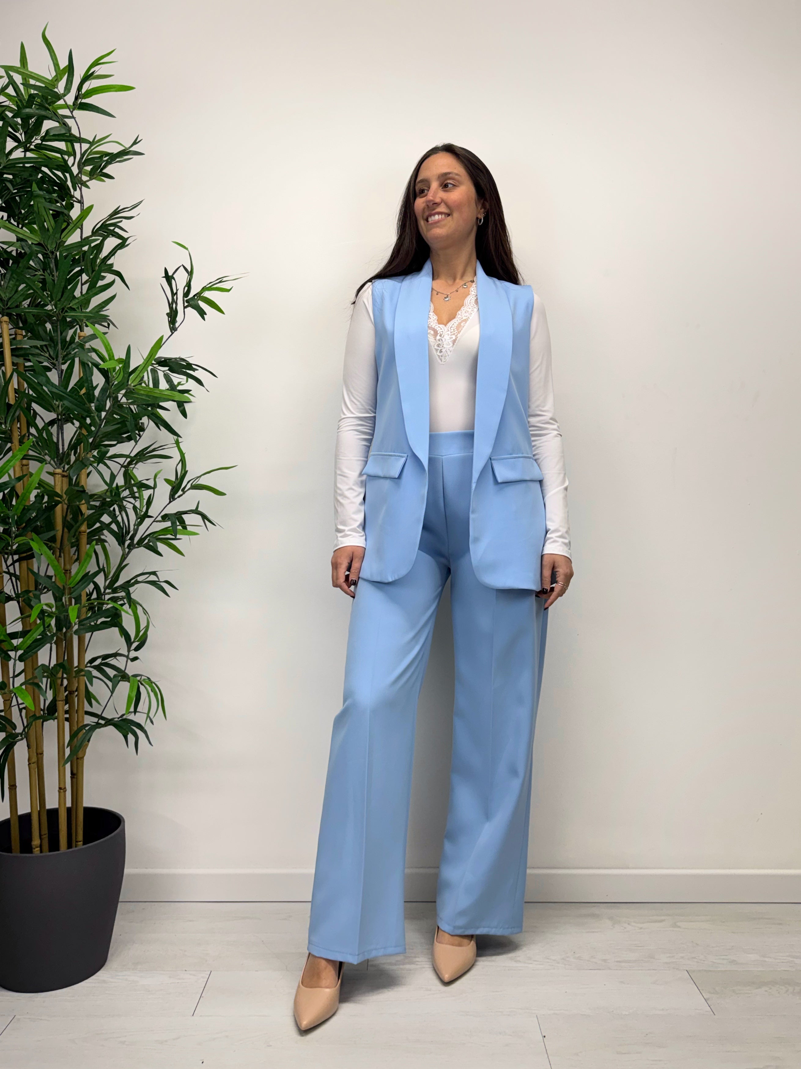 Pantaloni a palazzo DORA celeste