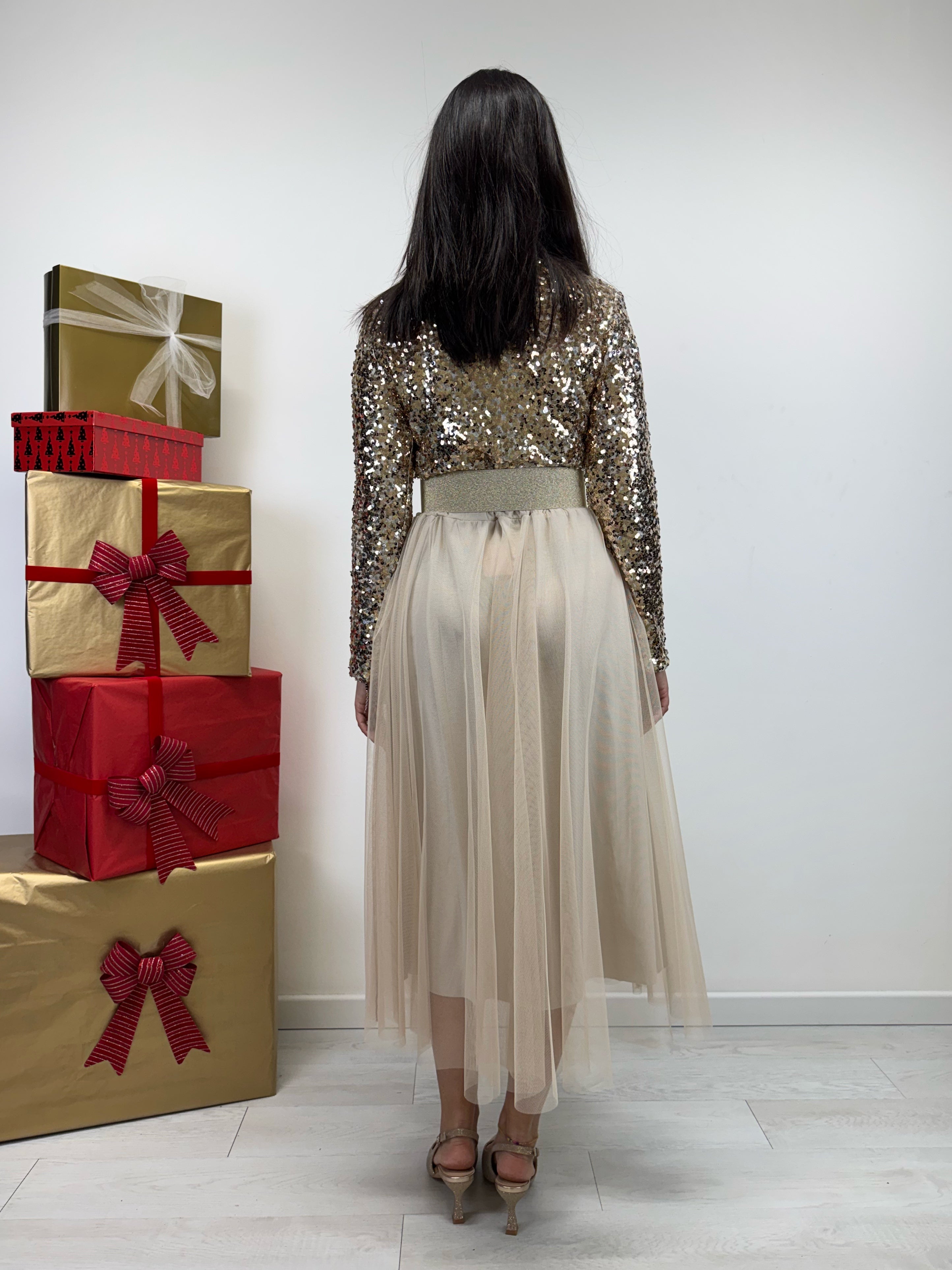 Gonna in tulle panna