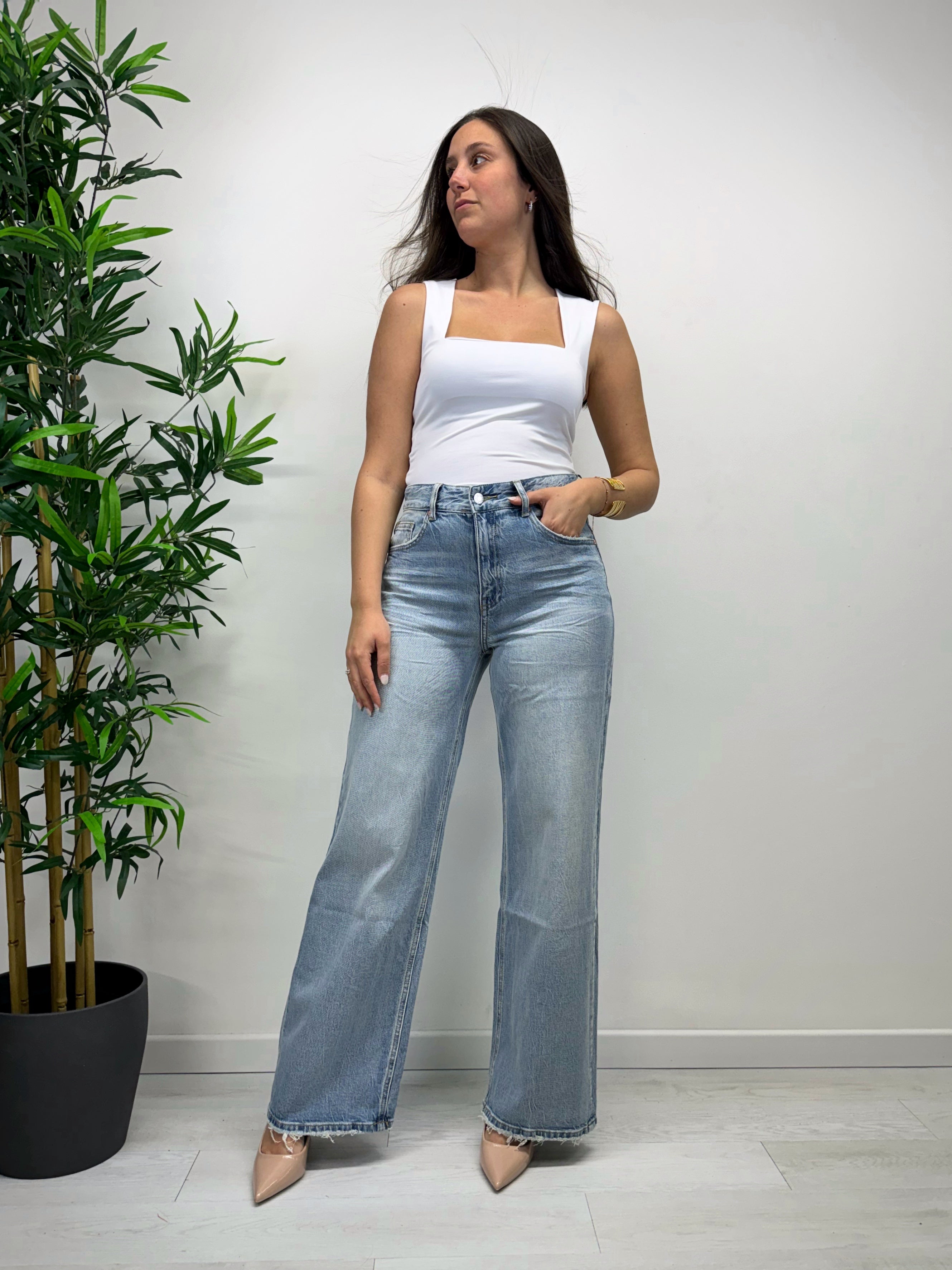 Jeans a palazzo denim chiaro