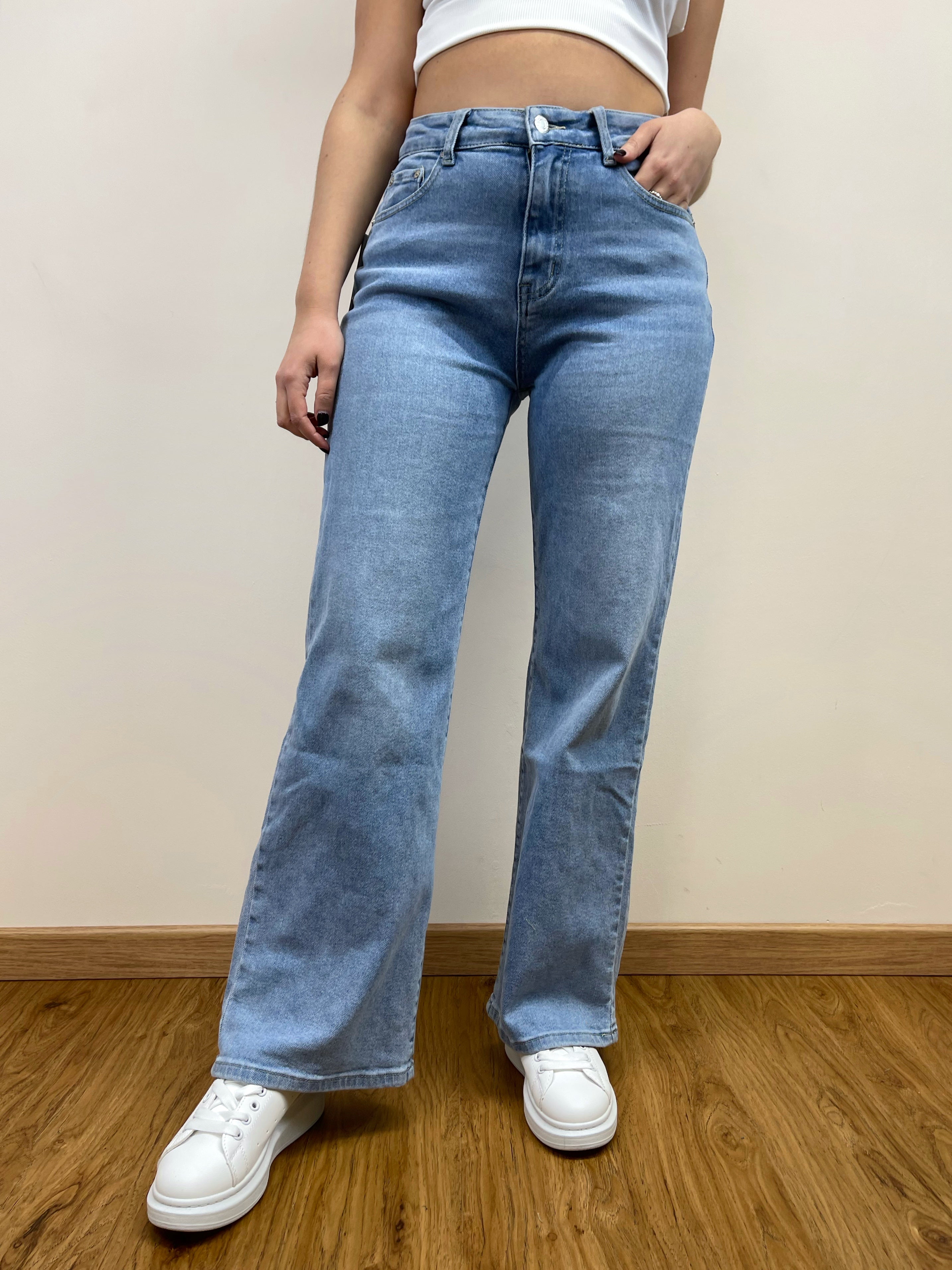 Jeans a palazzo denim chiaro