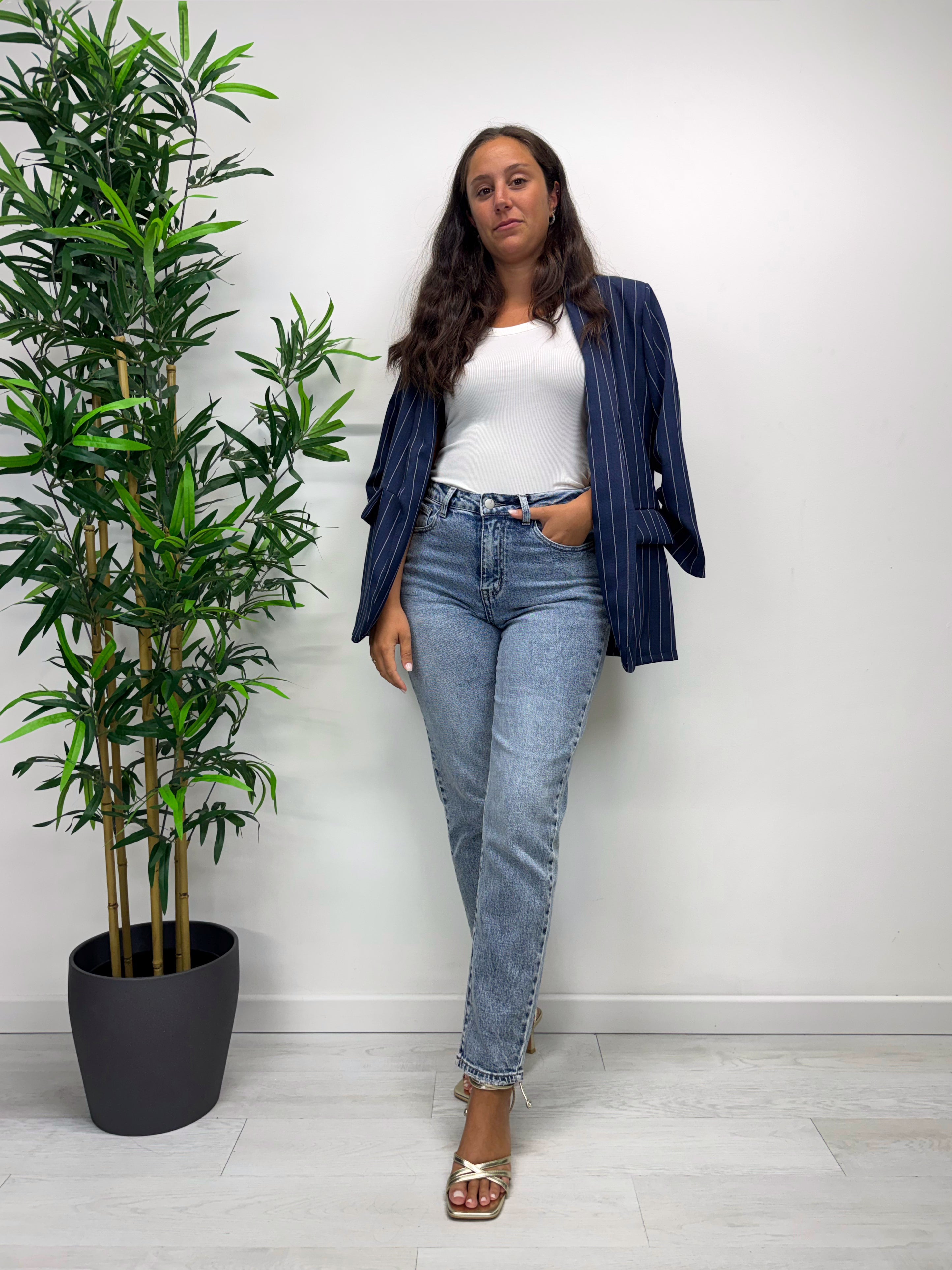Blazer gessato blu navy