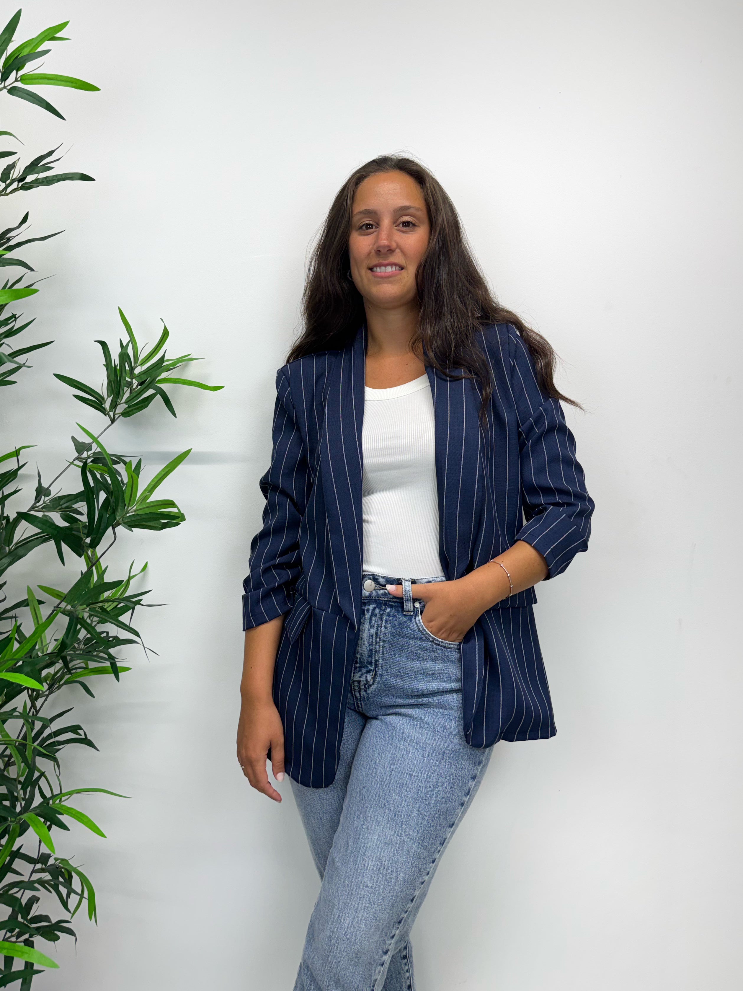 Blazer gessato blu navy