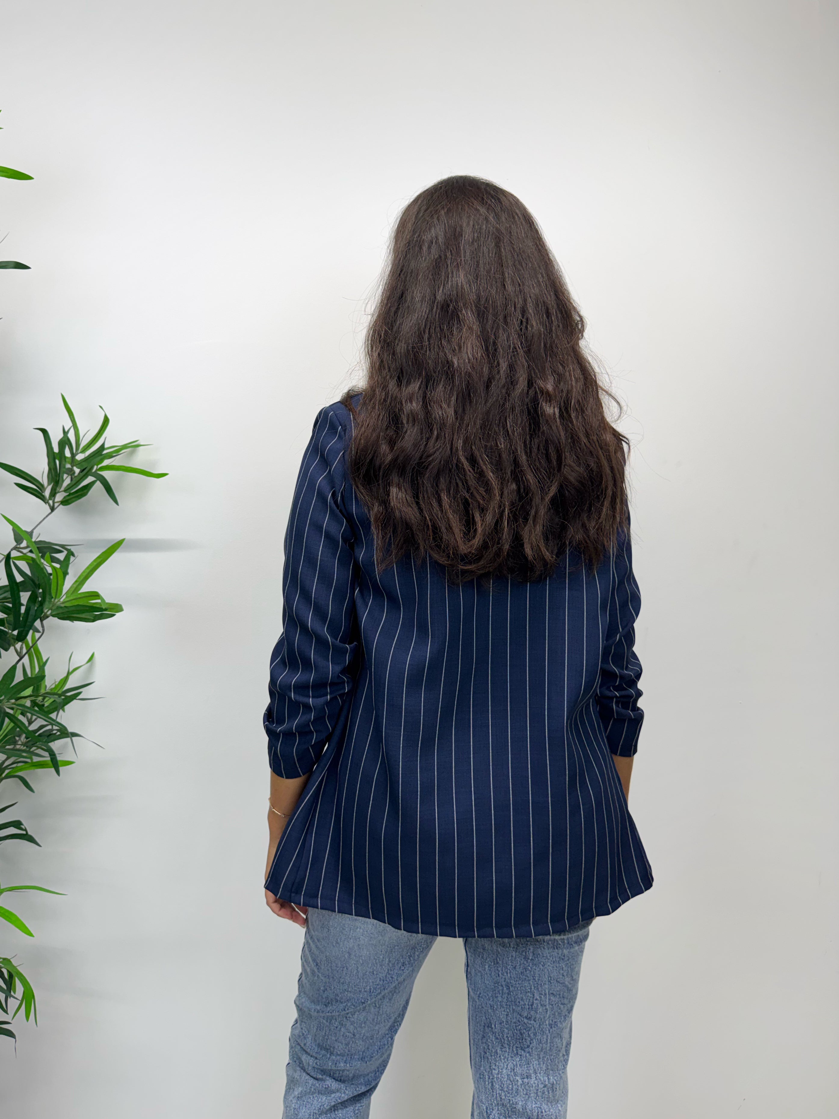 Blazer gessato blu navy