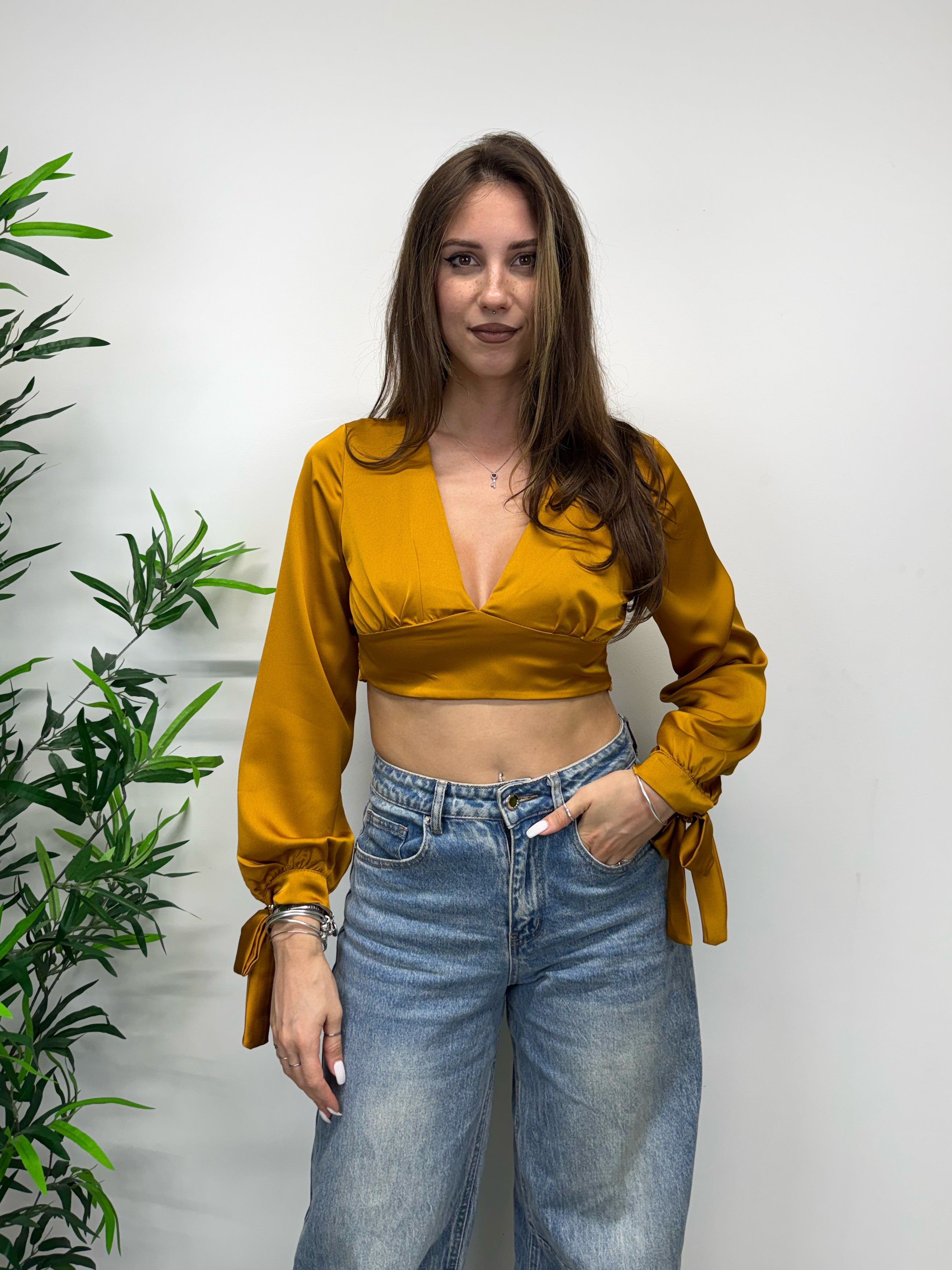Crop top senape