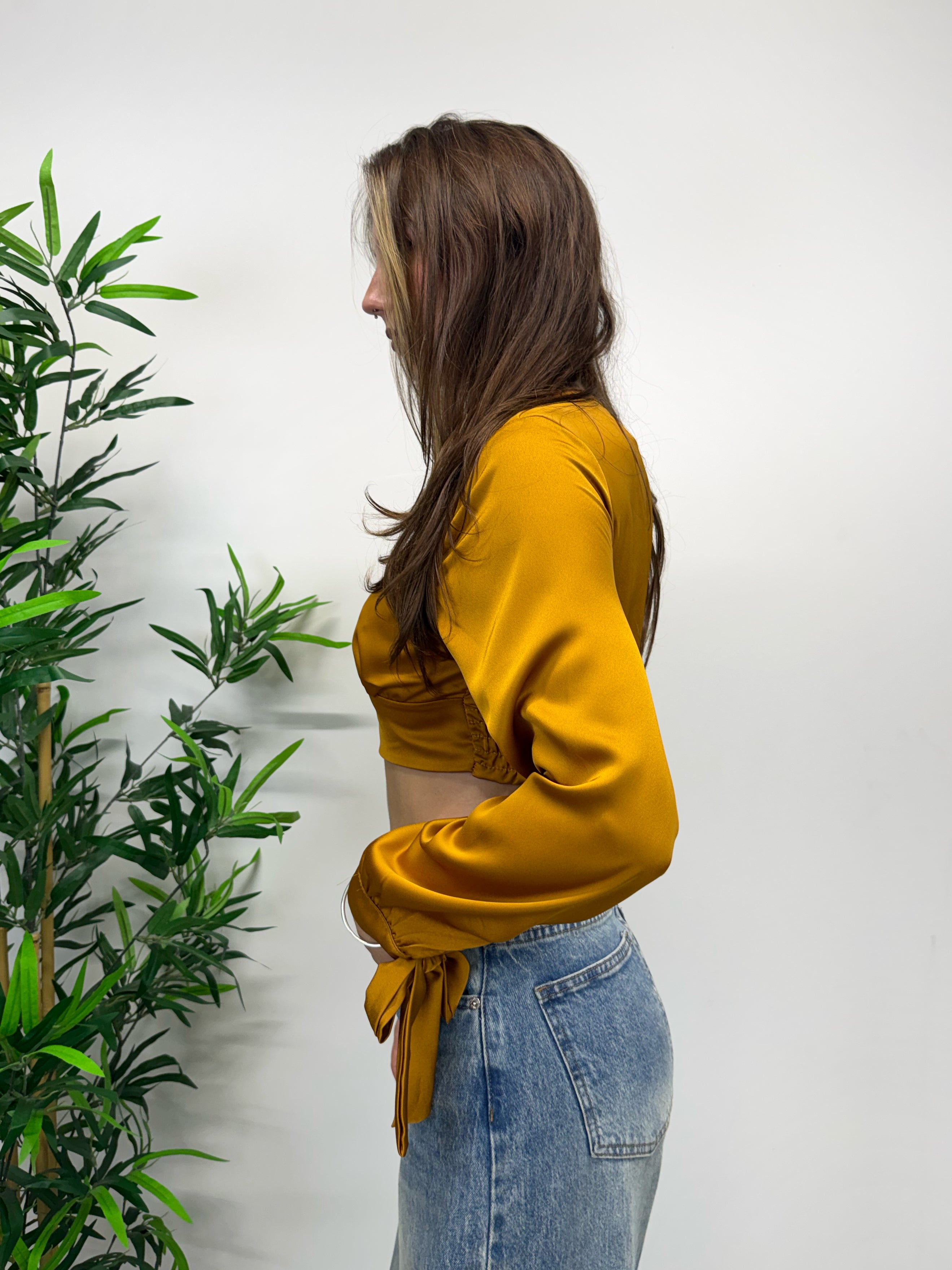 Crop top senape