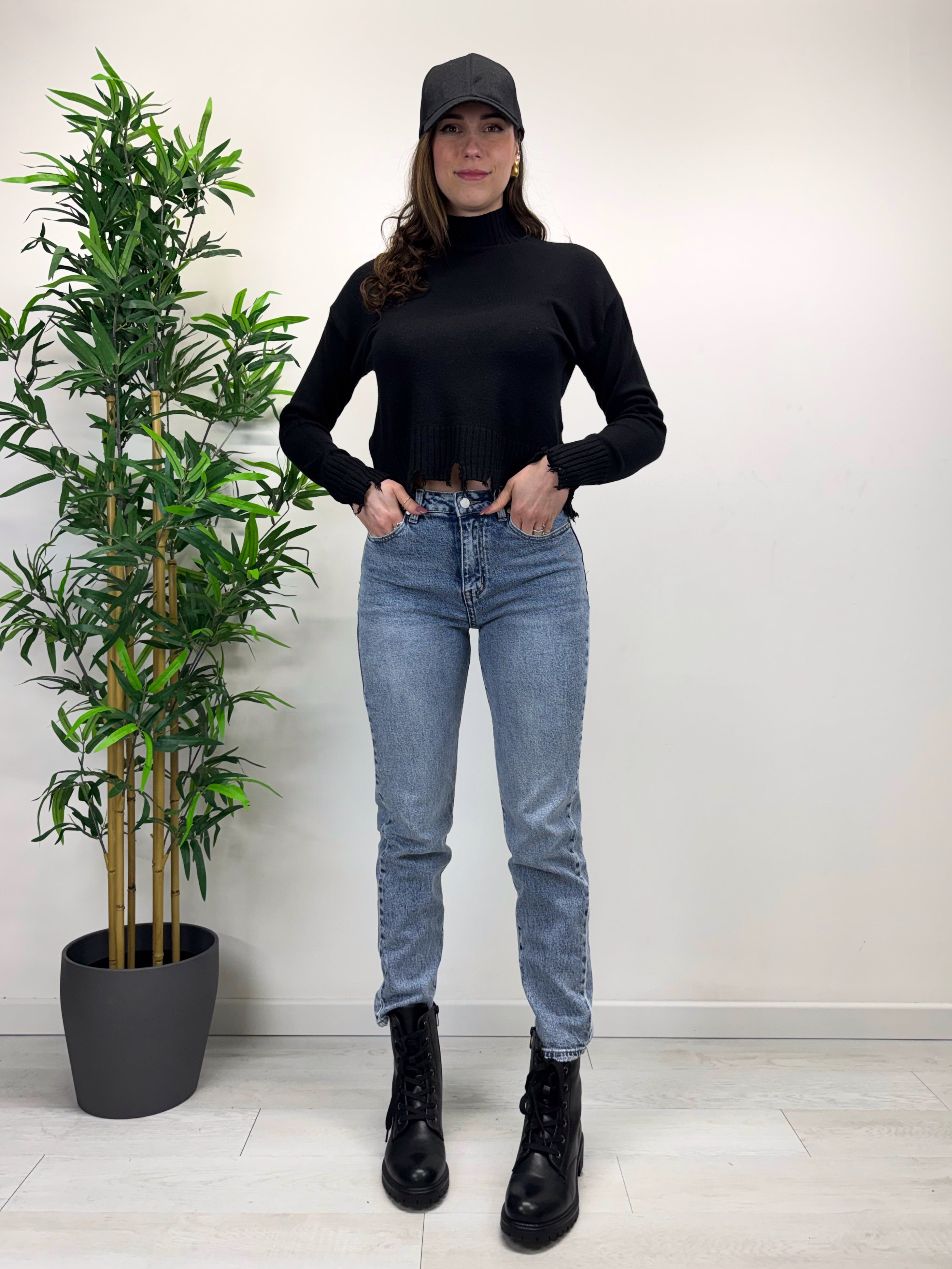 Jeans momfit lavaggio medio chiaro