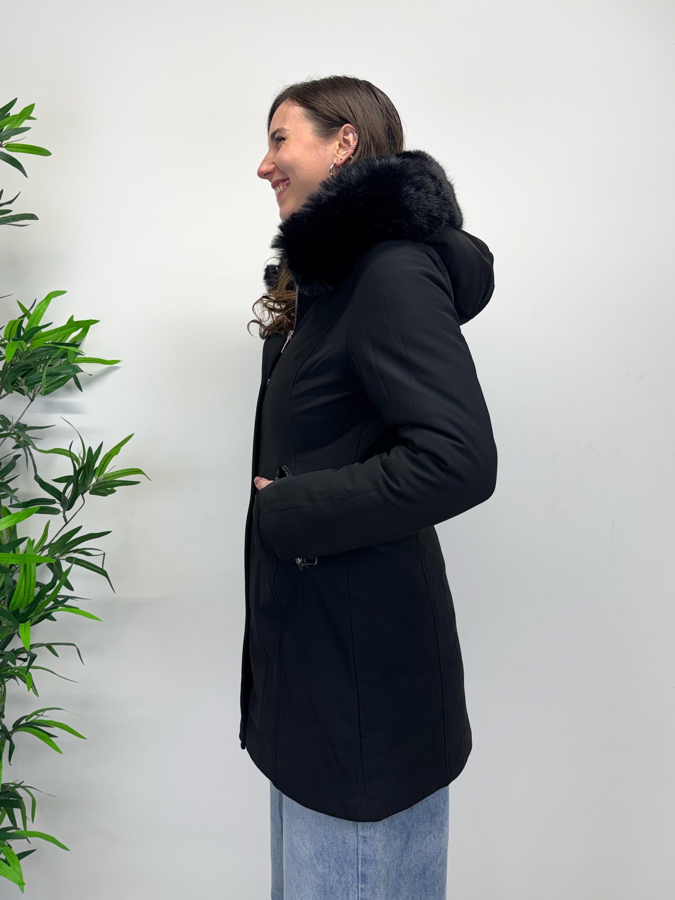 Parka slim fit con pelliccia removibile