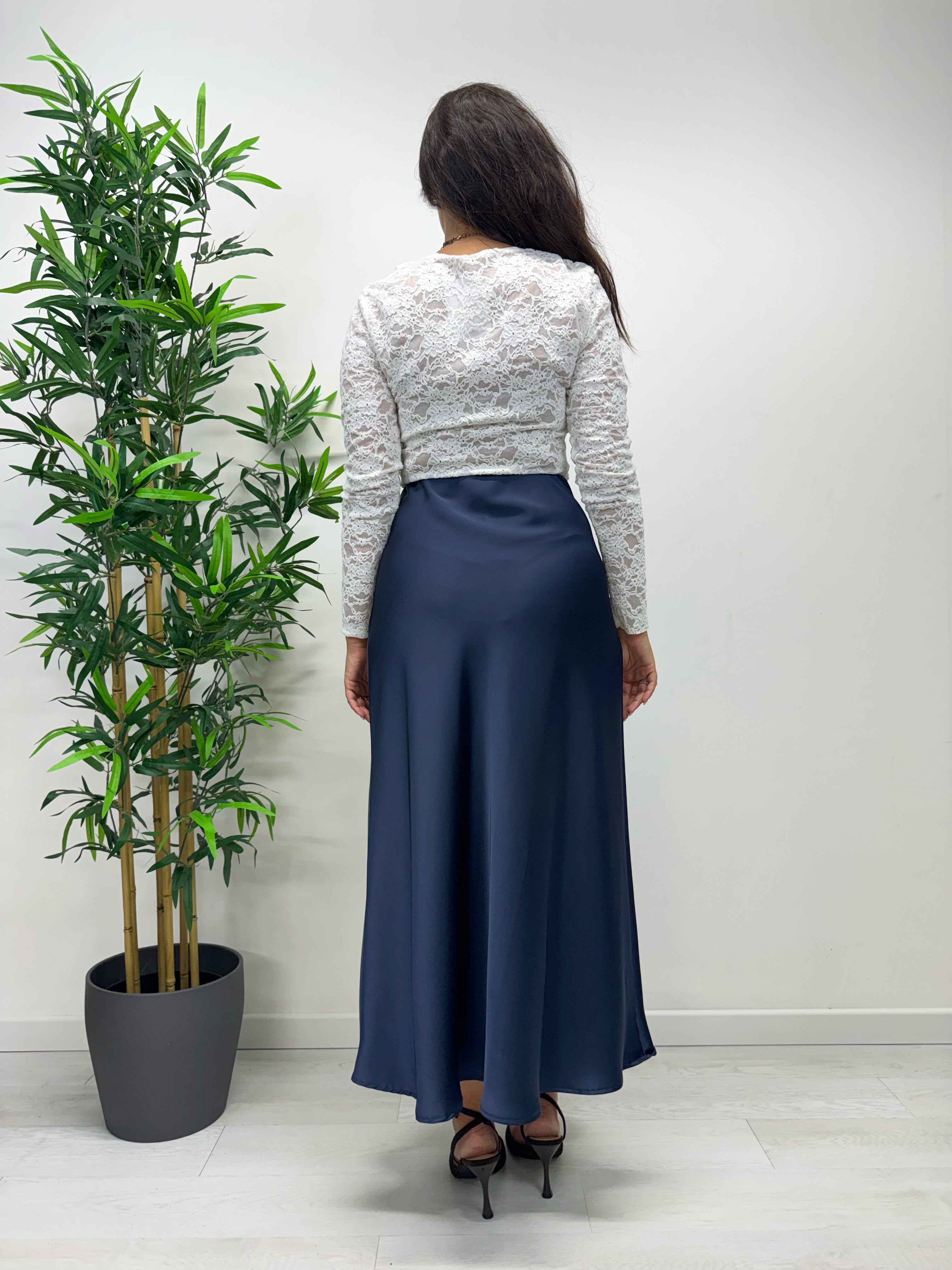 Longuette Saiph in raso blu notte