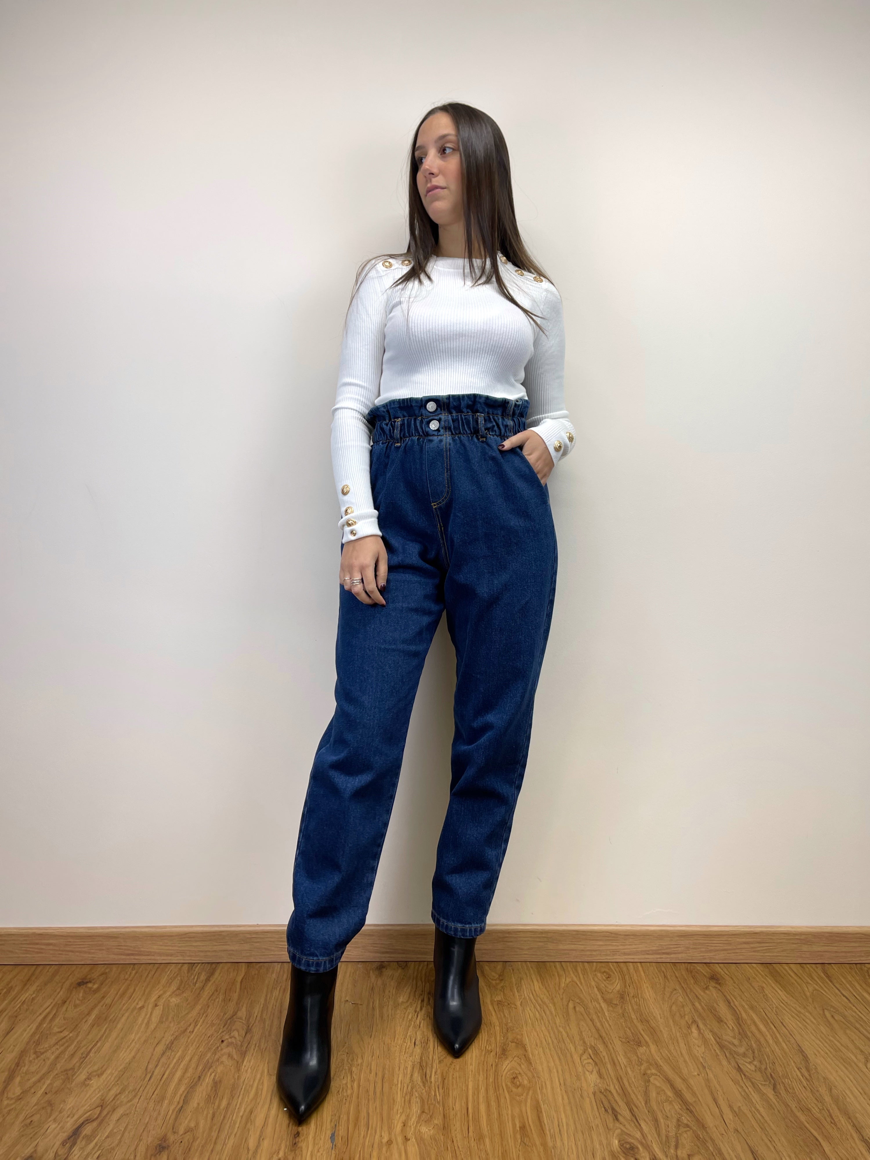 Slouchy denim scuro a caramella