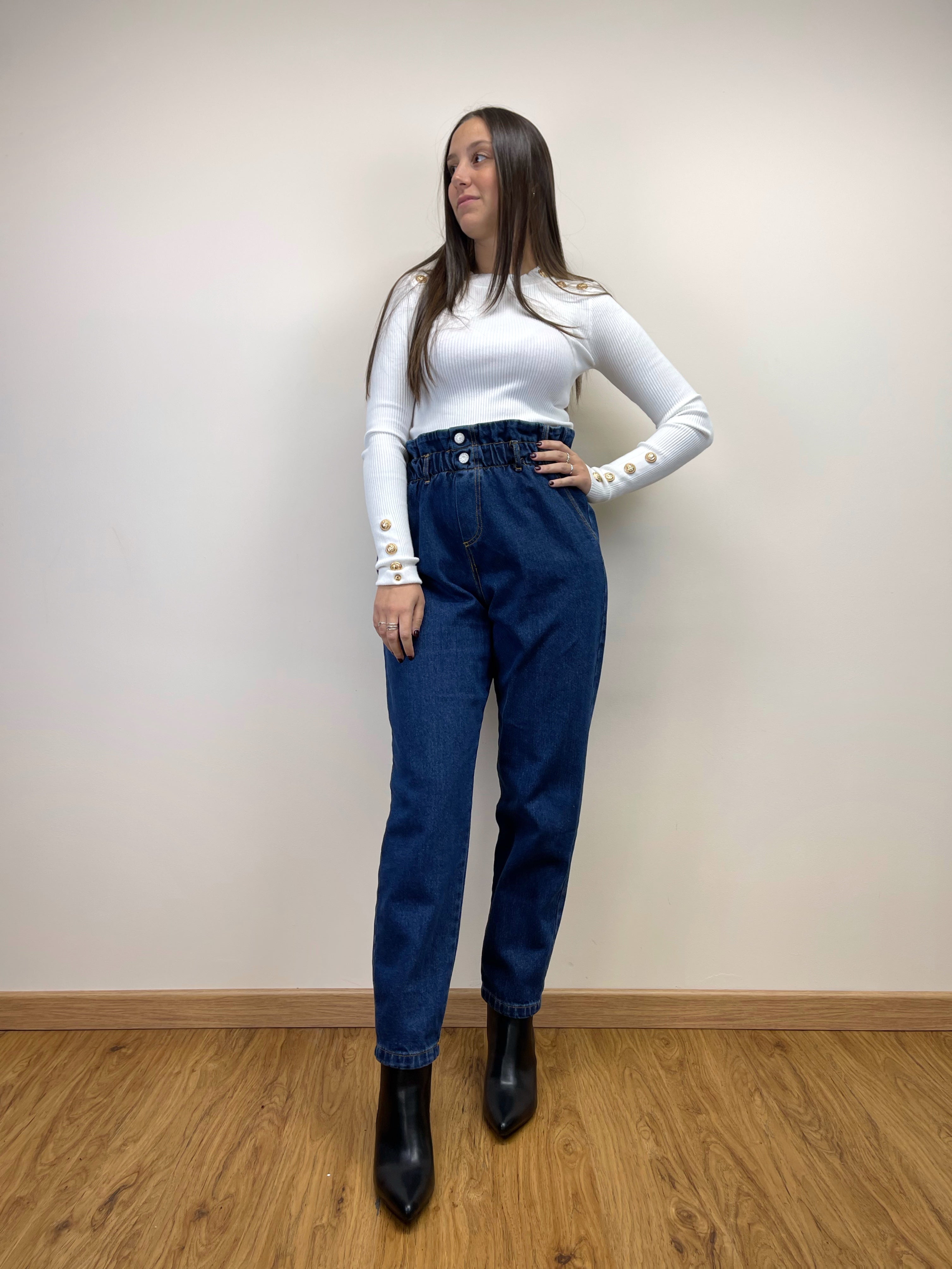 Slouchy denim scuro a caramella