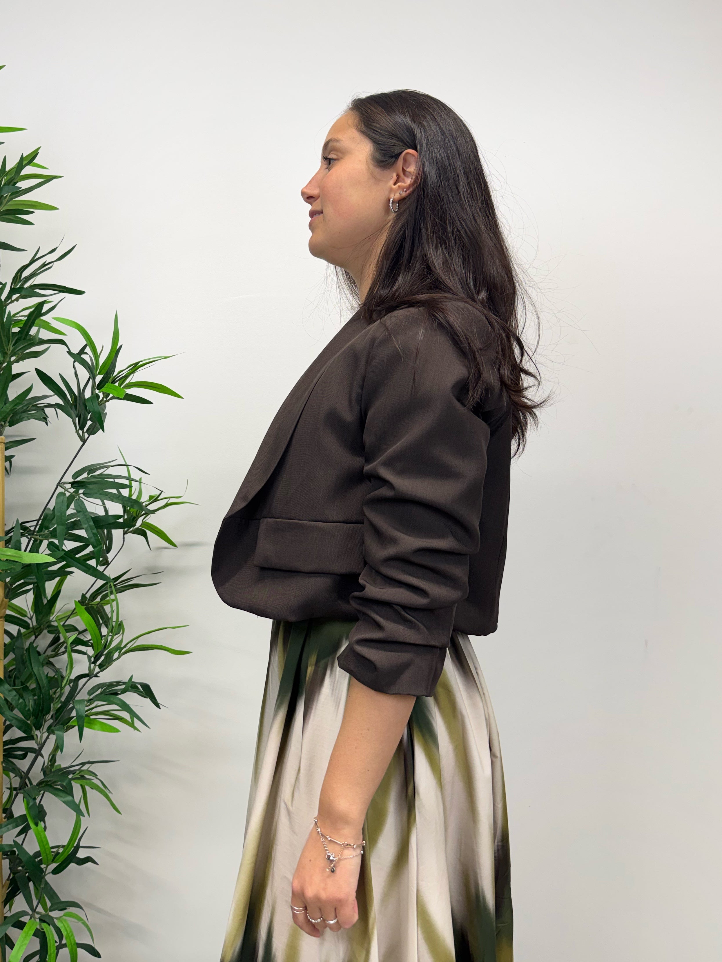 Blazer crop con manica arricciata +colori