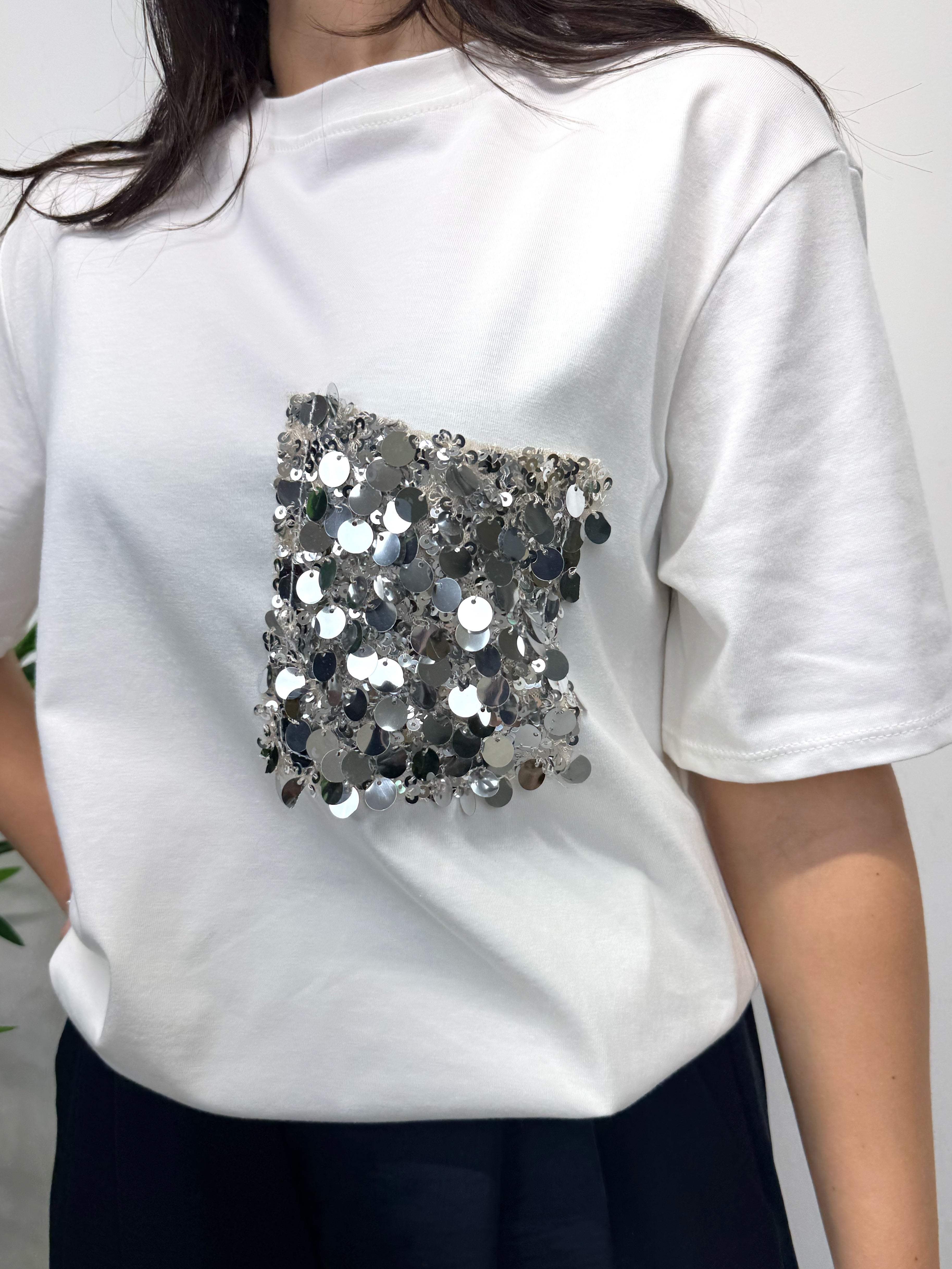 T-shirt taschino paillettes