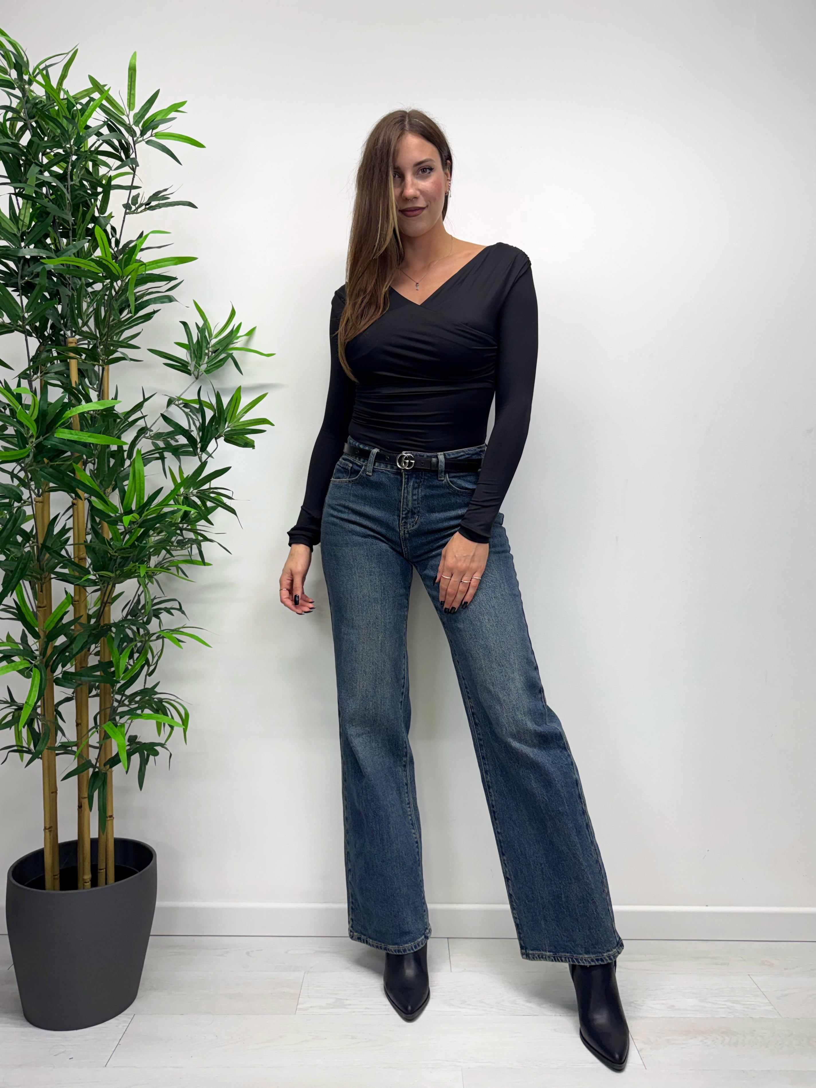 Jeans a palazzo lavaggio medio scuro