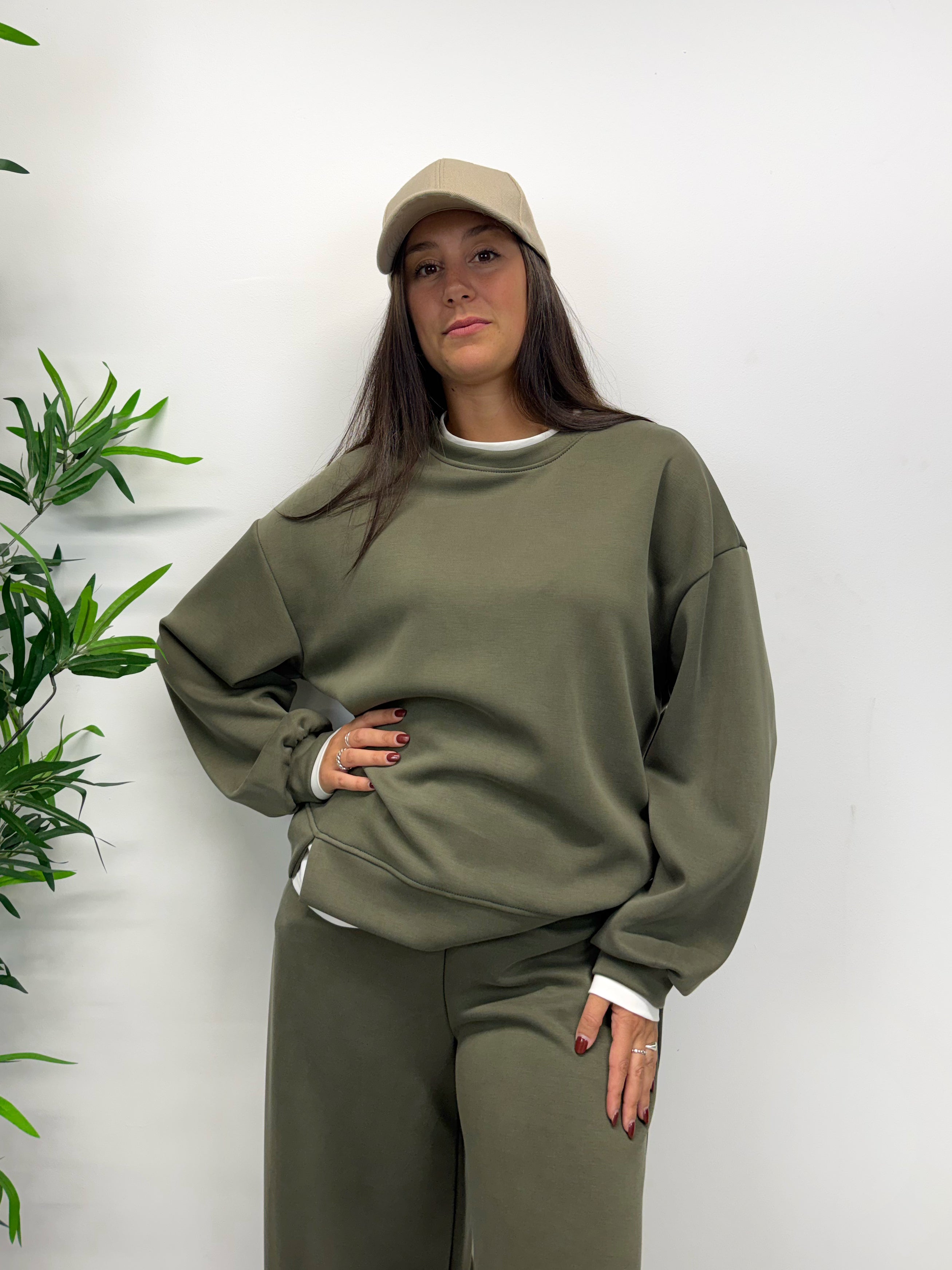Felpa DOUBLE verde militare
