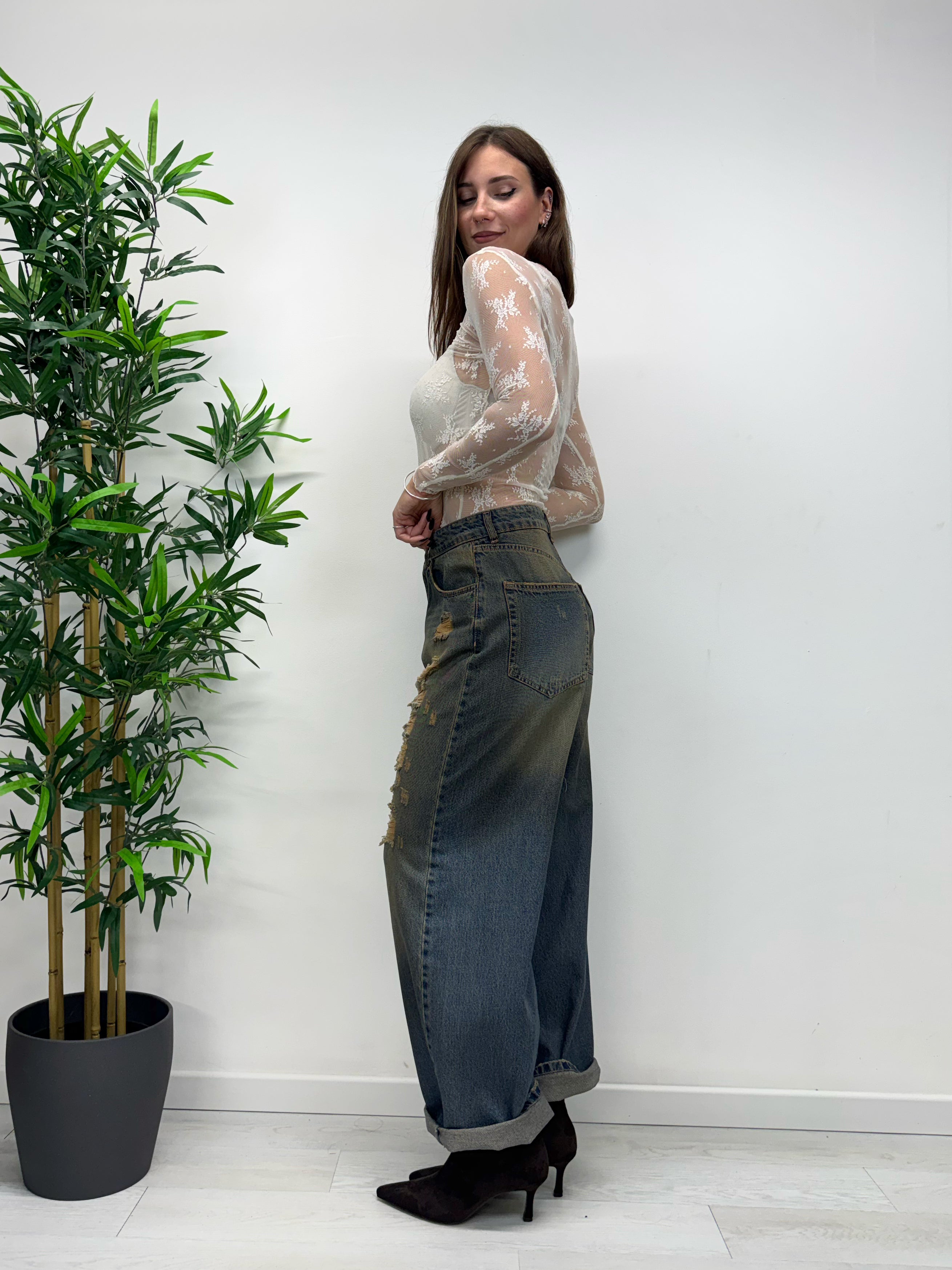 Jeans kikisix sabbiato con rotture the