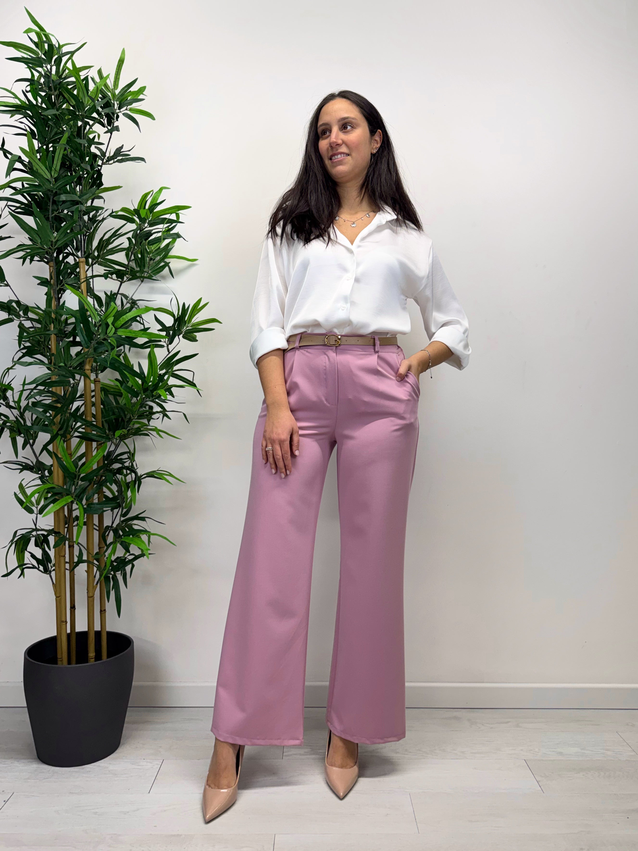 Pantaloni a palazzo malva