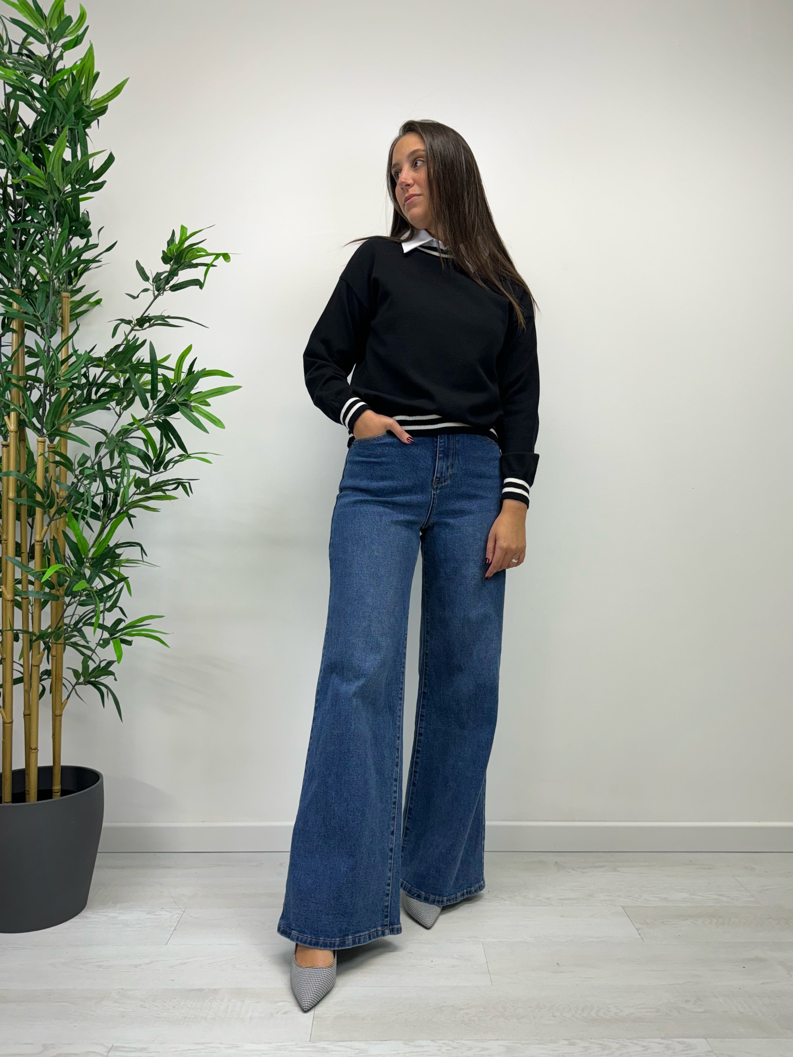 Jeans a palazzo denim scuro