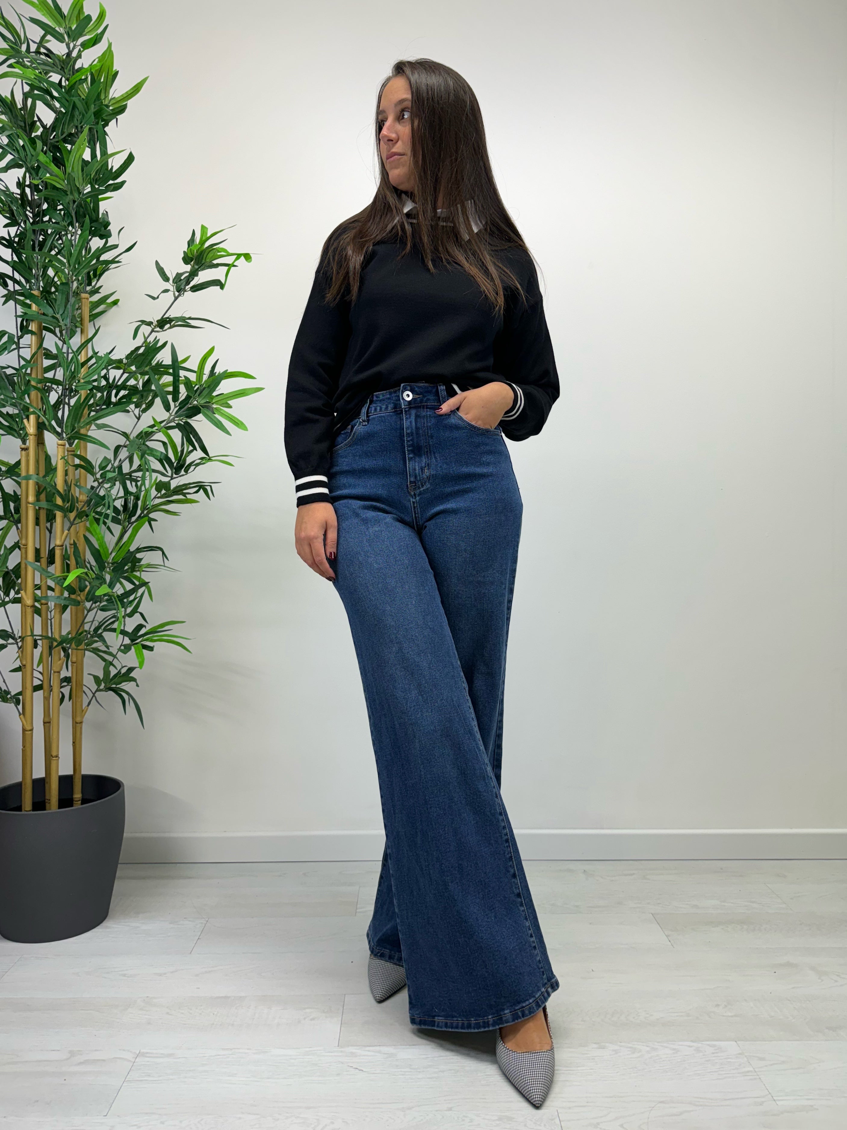 Jeans a palazzo denim scuro