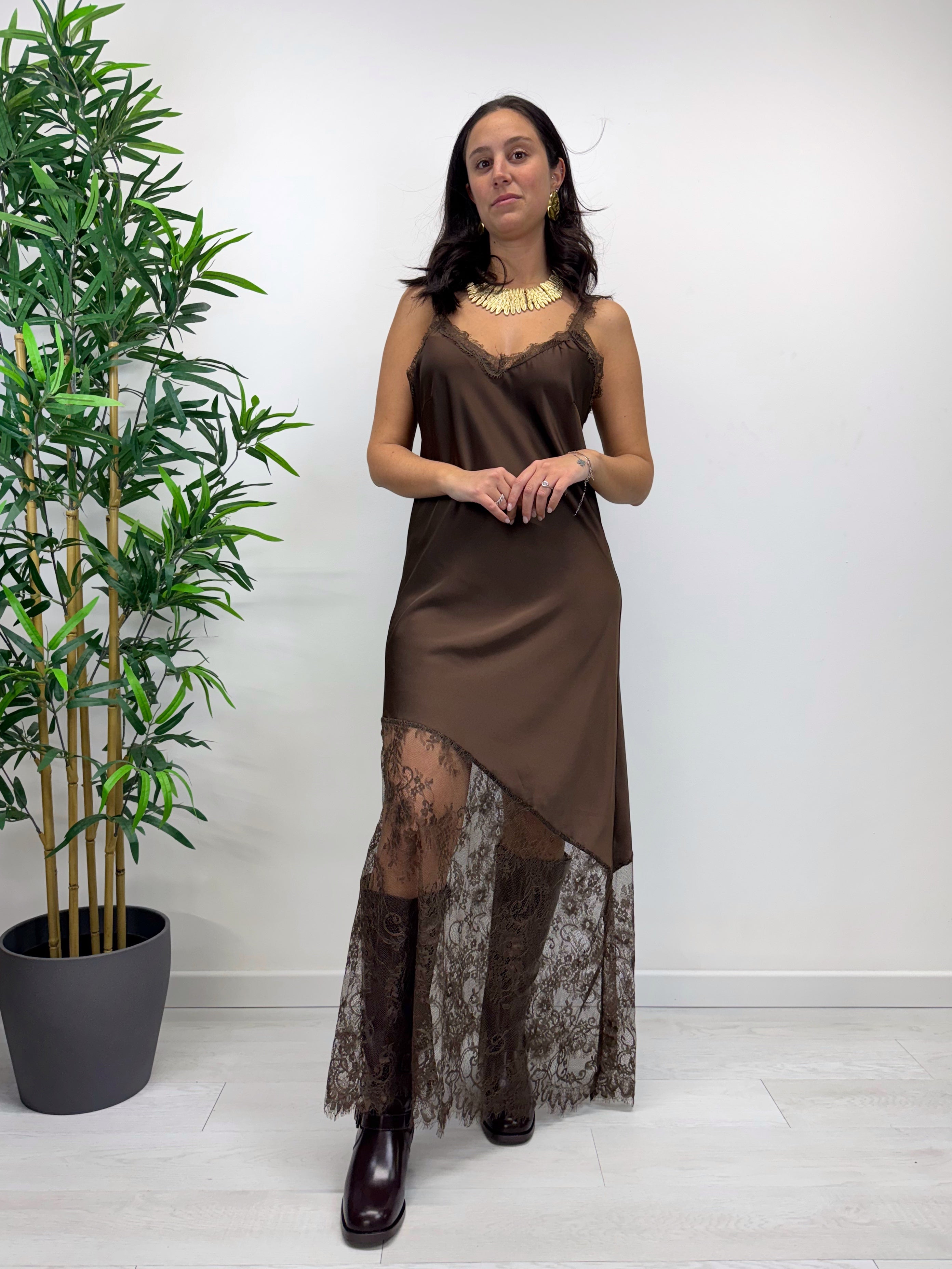 Slip dress cioccolato