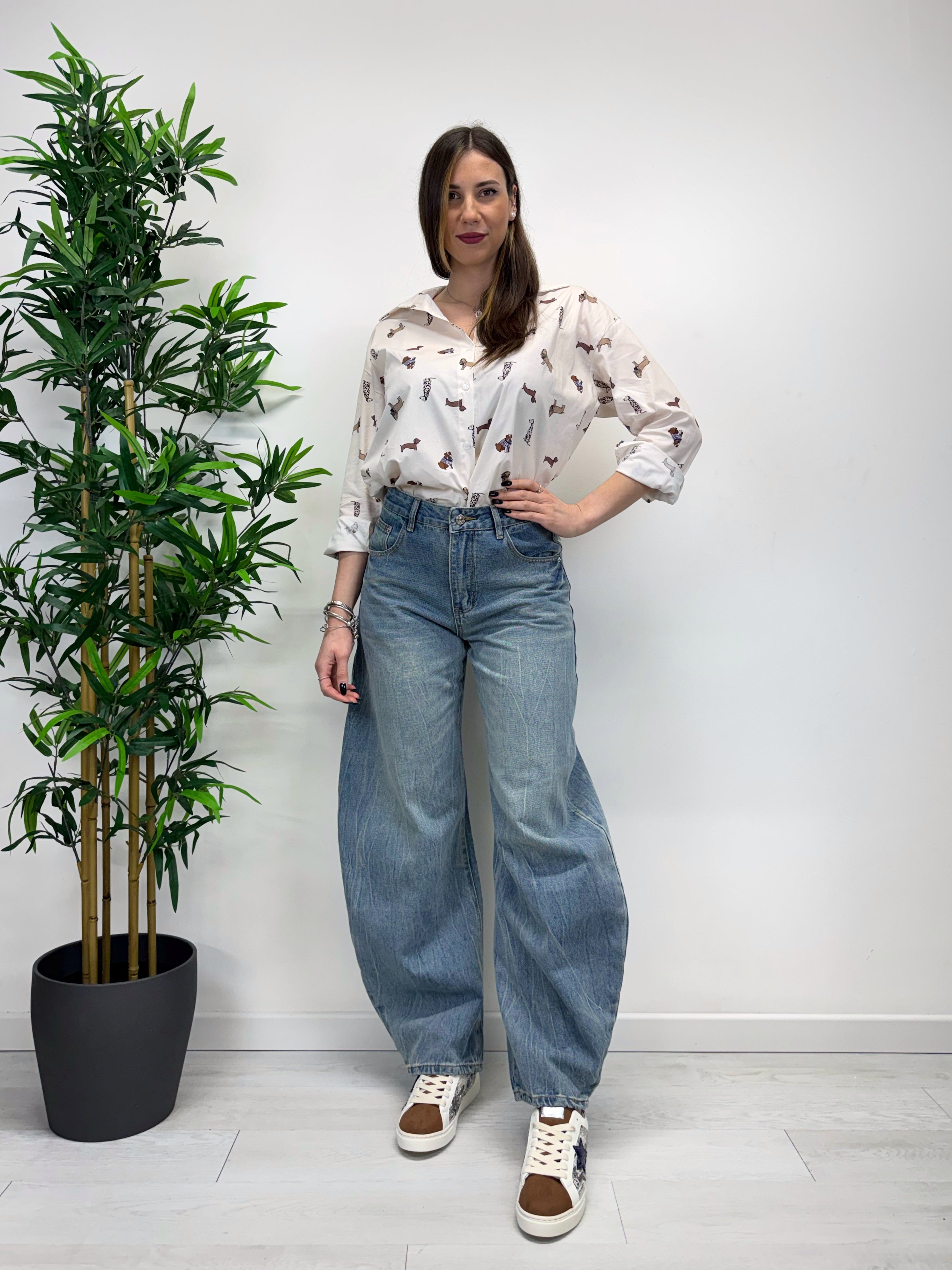 Jeans barrel lavaggio medio chiaro
