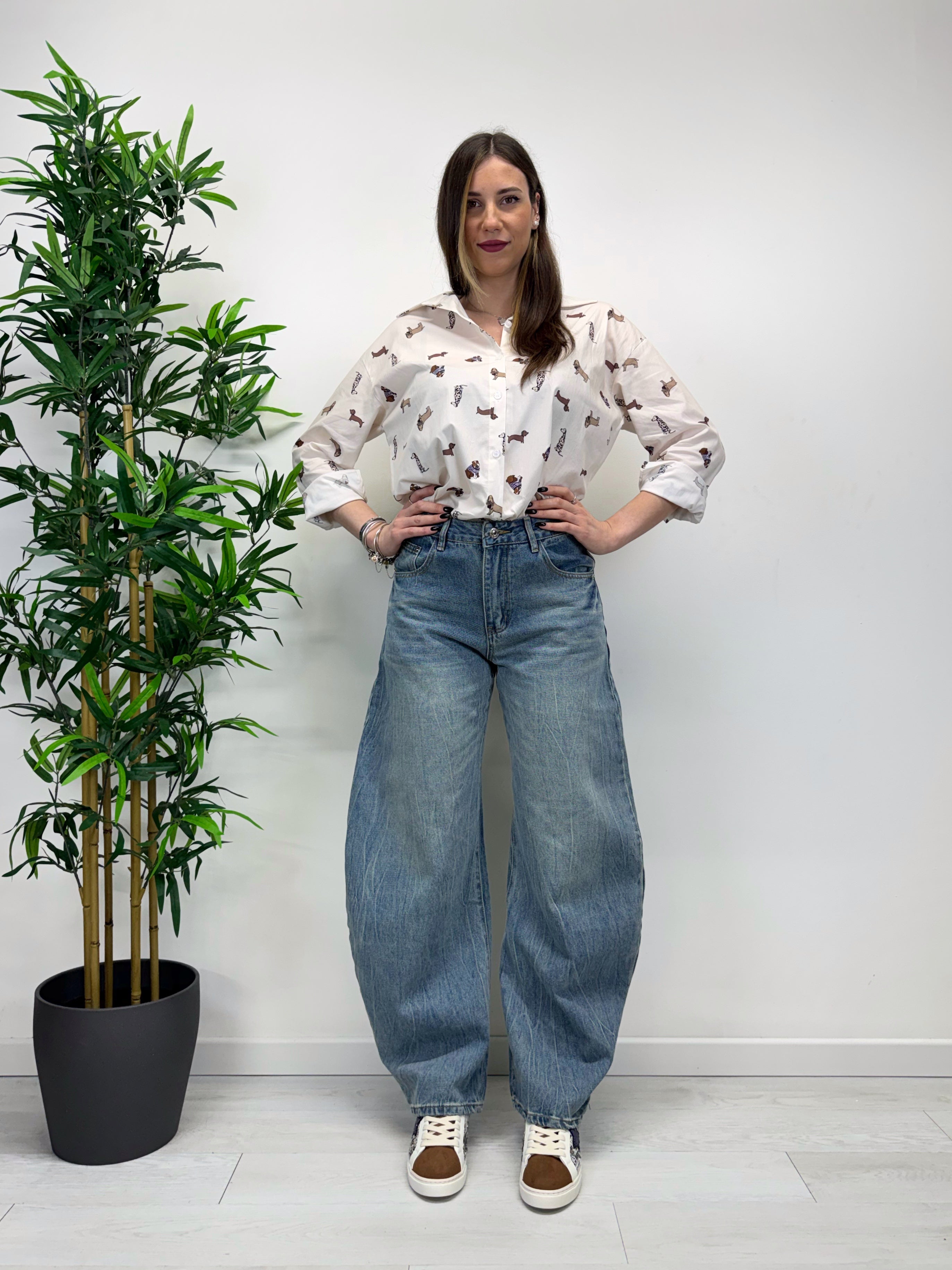 Jeans barrel lavaggio medio chiaro
