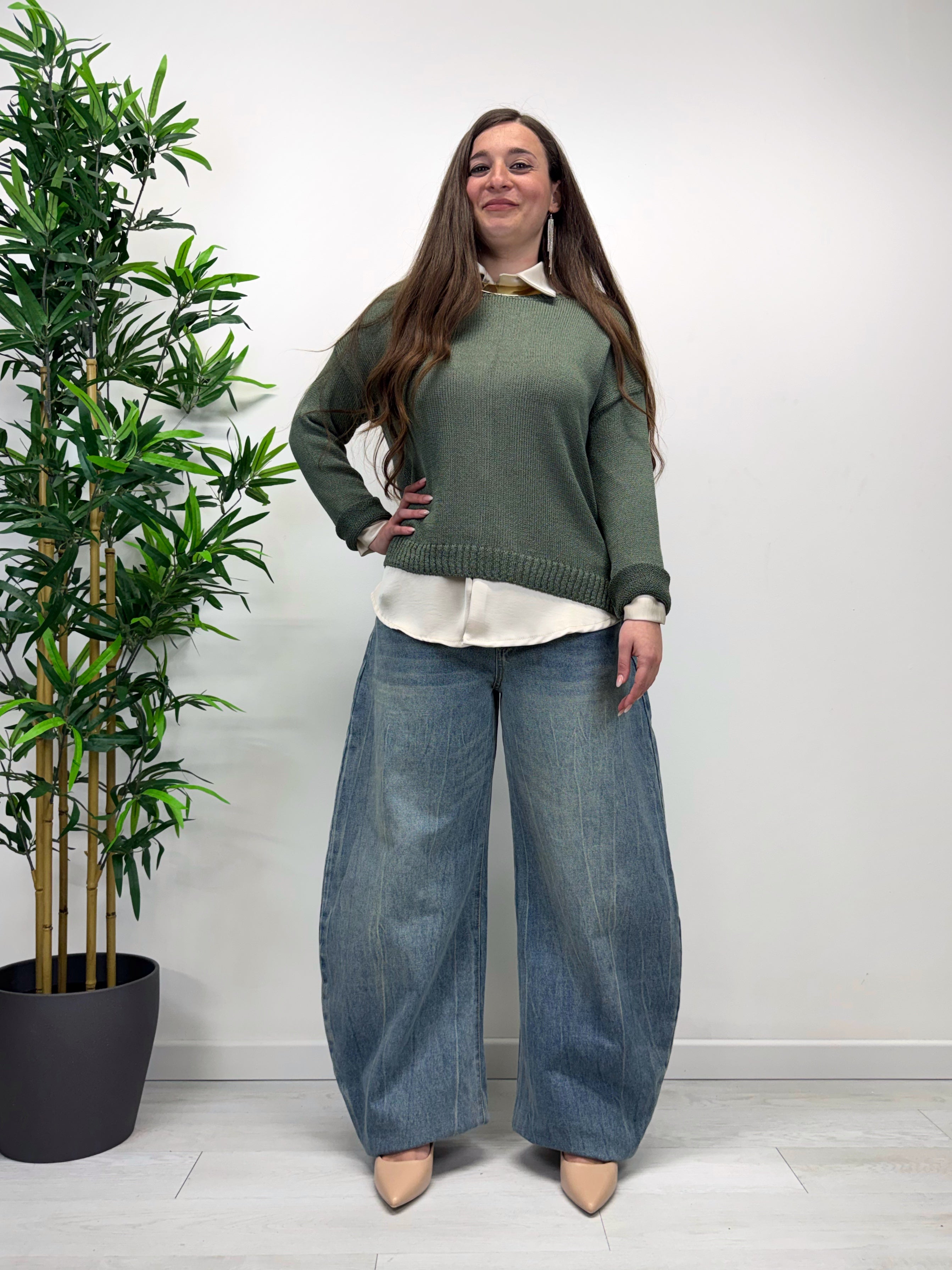 Jeans barrel lavaggio medio chiaro