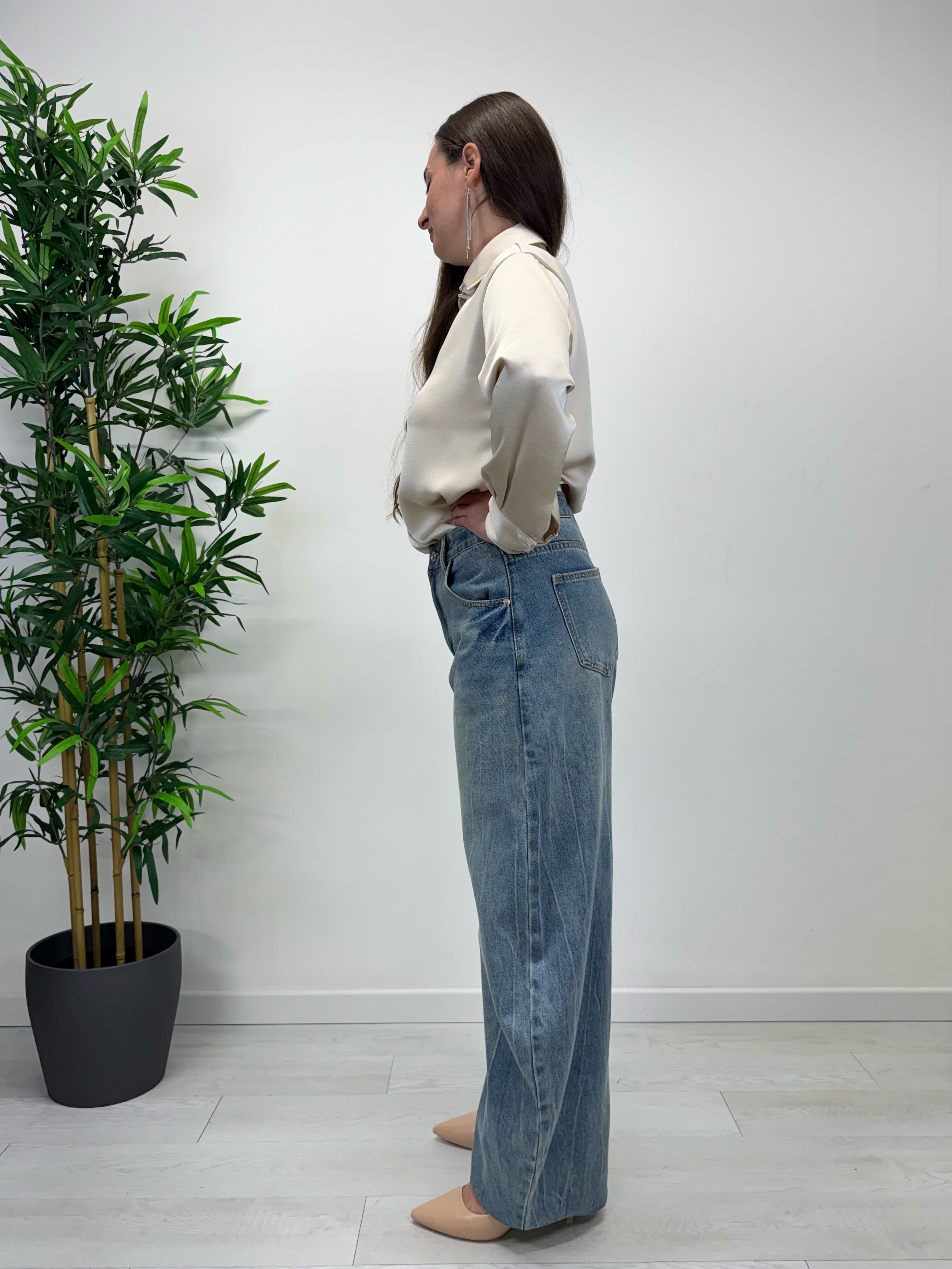 Jeans barrel lavaggio medio chiaro