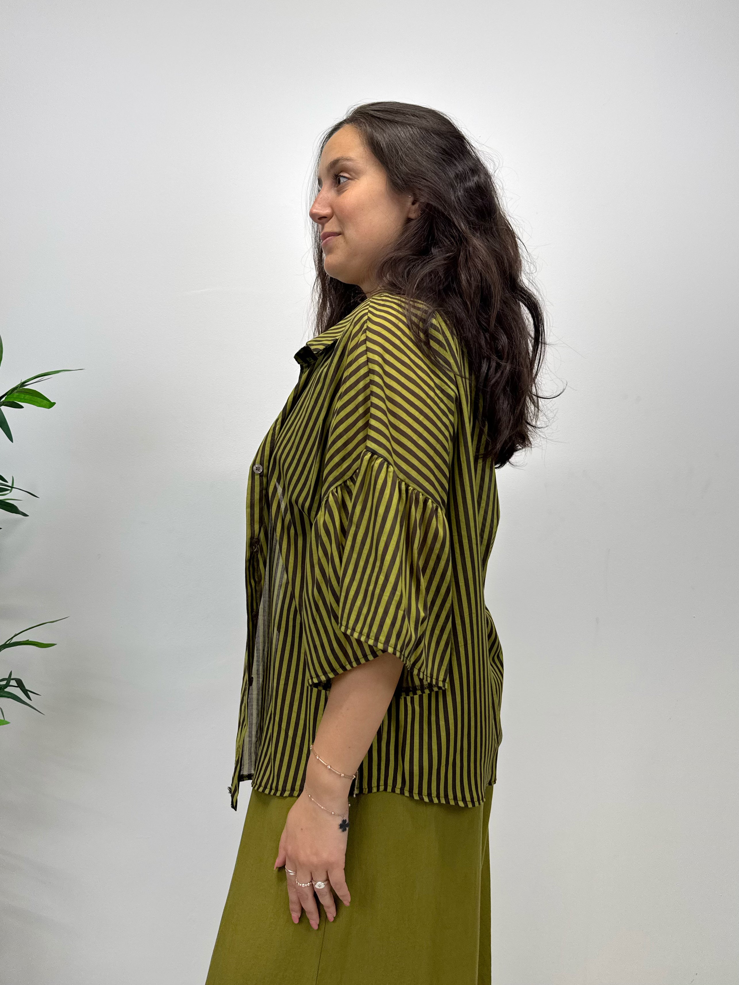 Camicia a righe kiwi