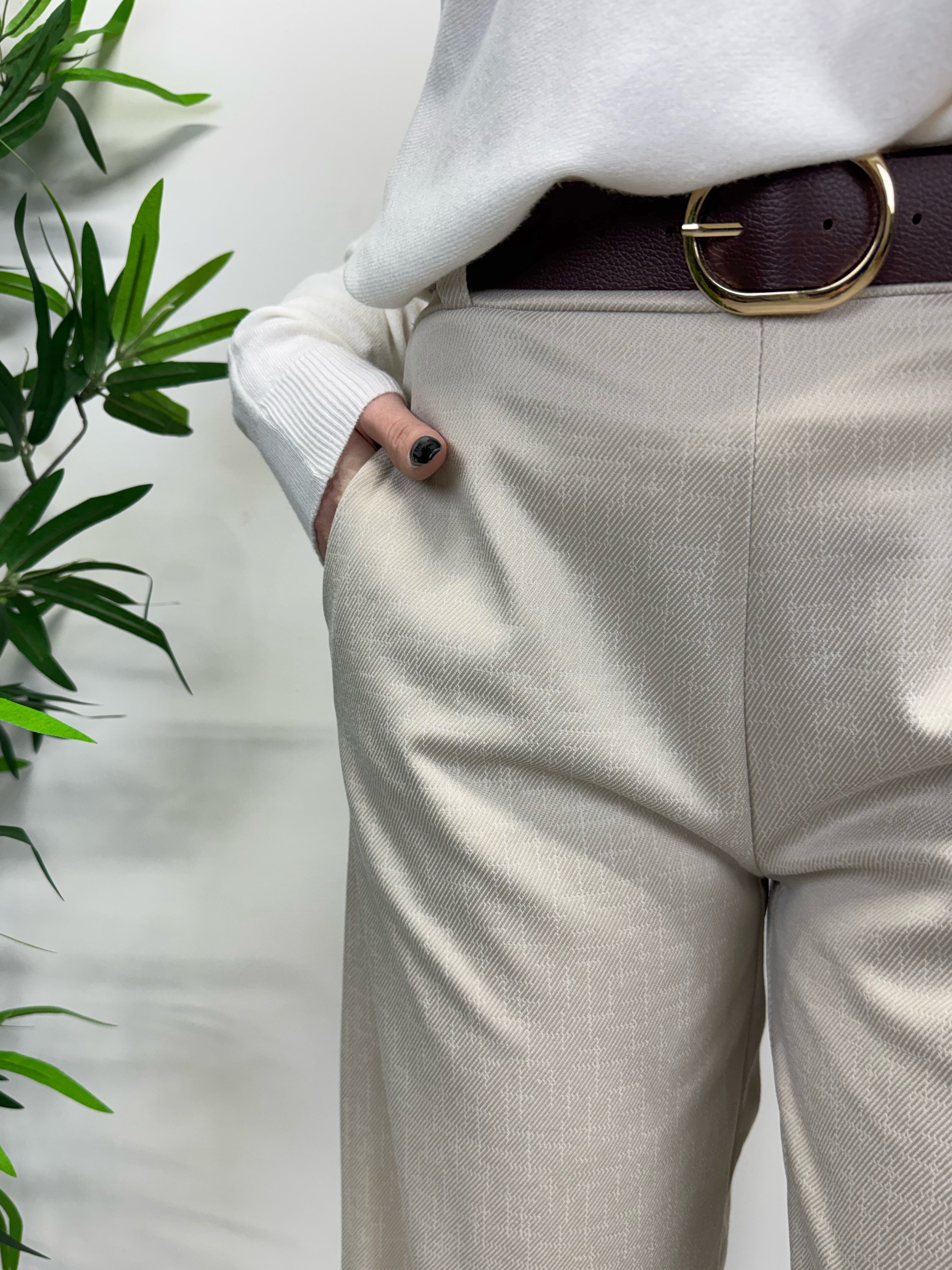 Pantaloni carrot beige