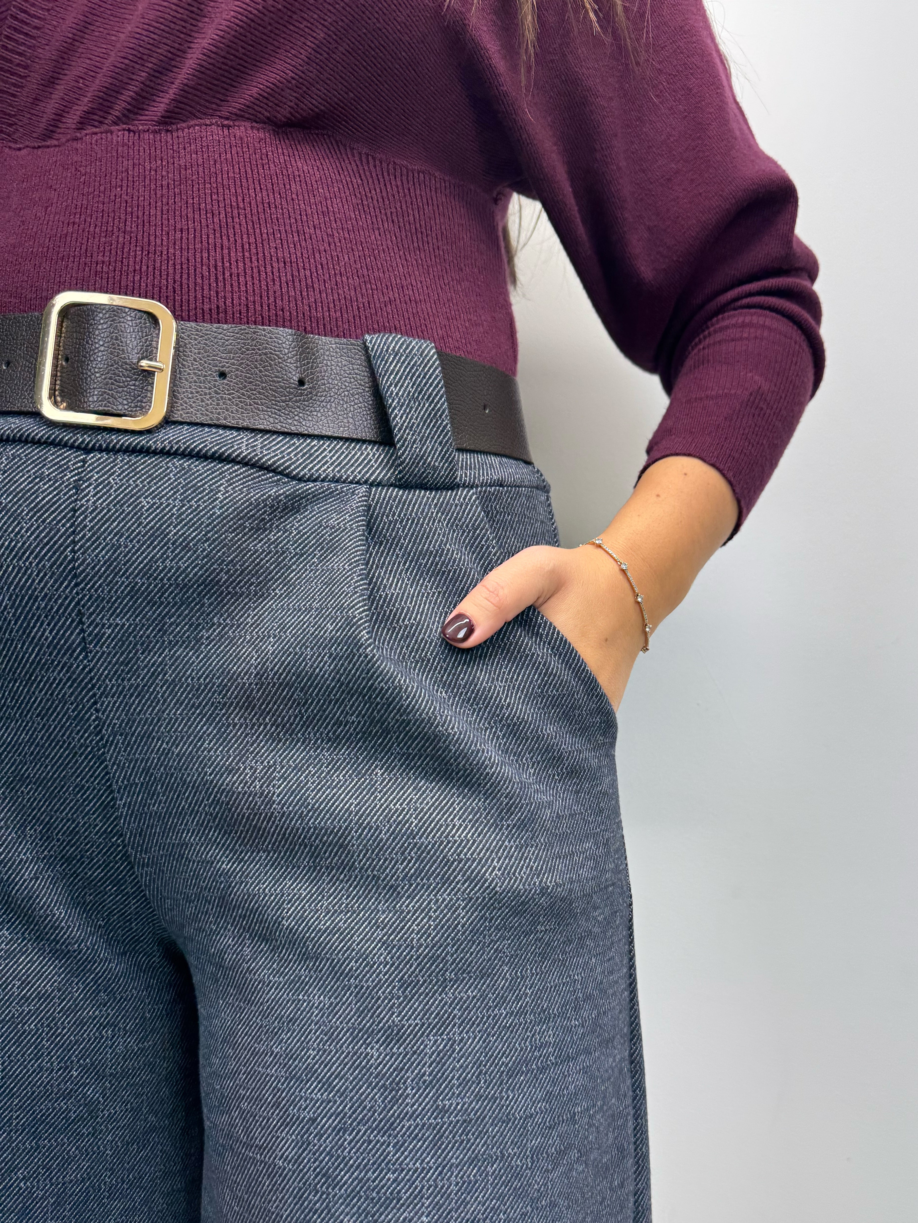 Pantaloni a palazzo spigati blu