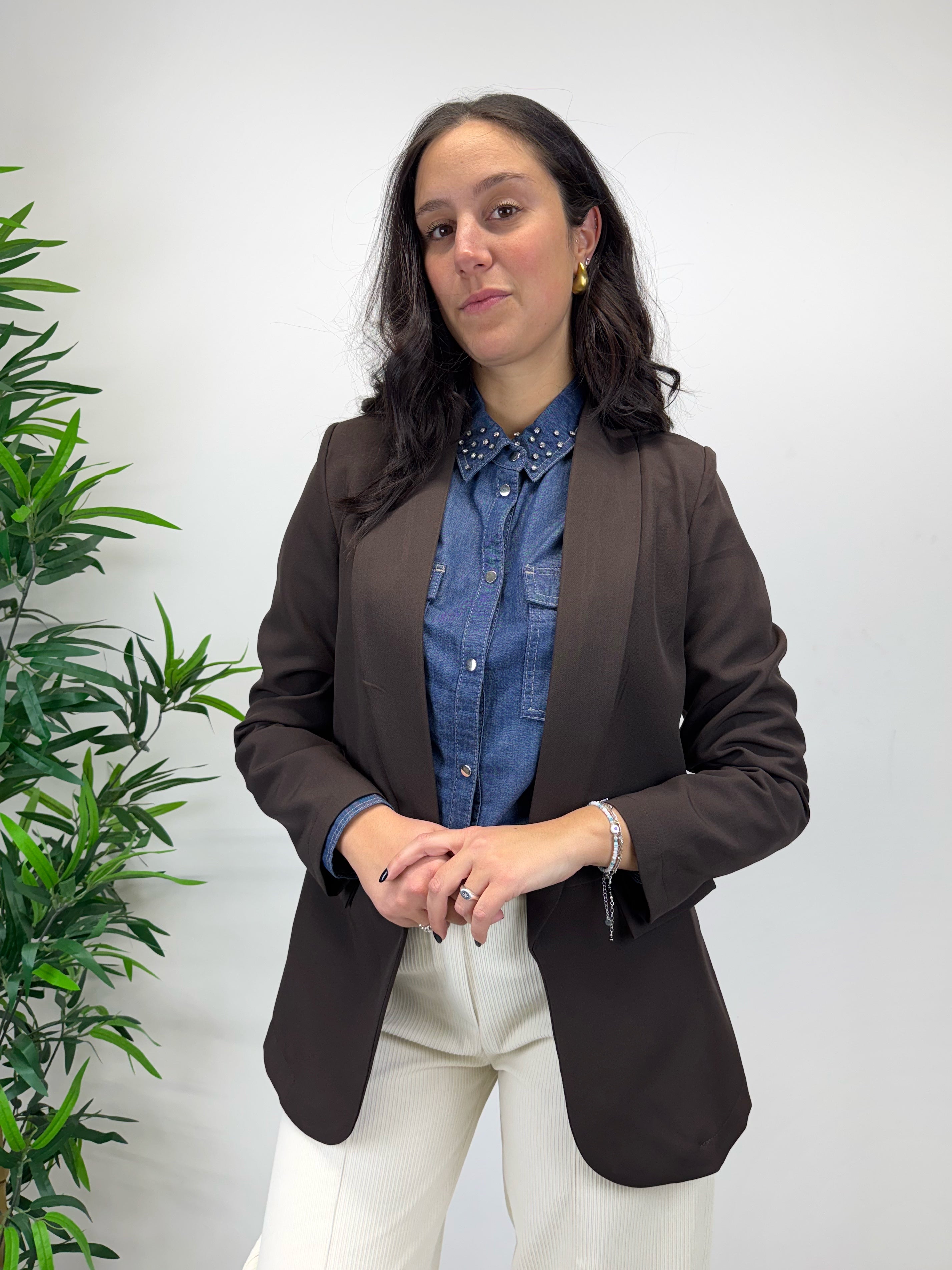 Camicia in jeans e strass