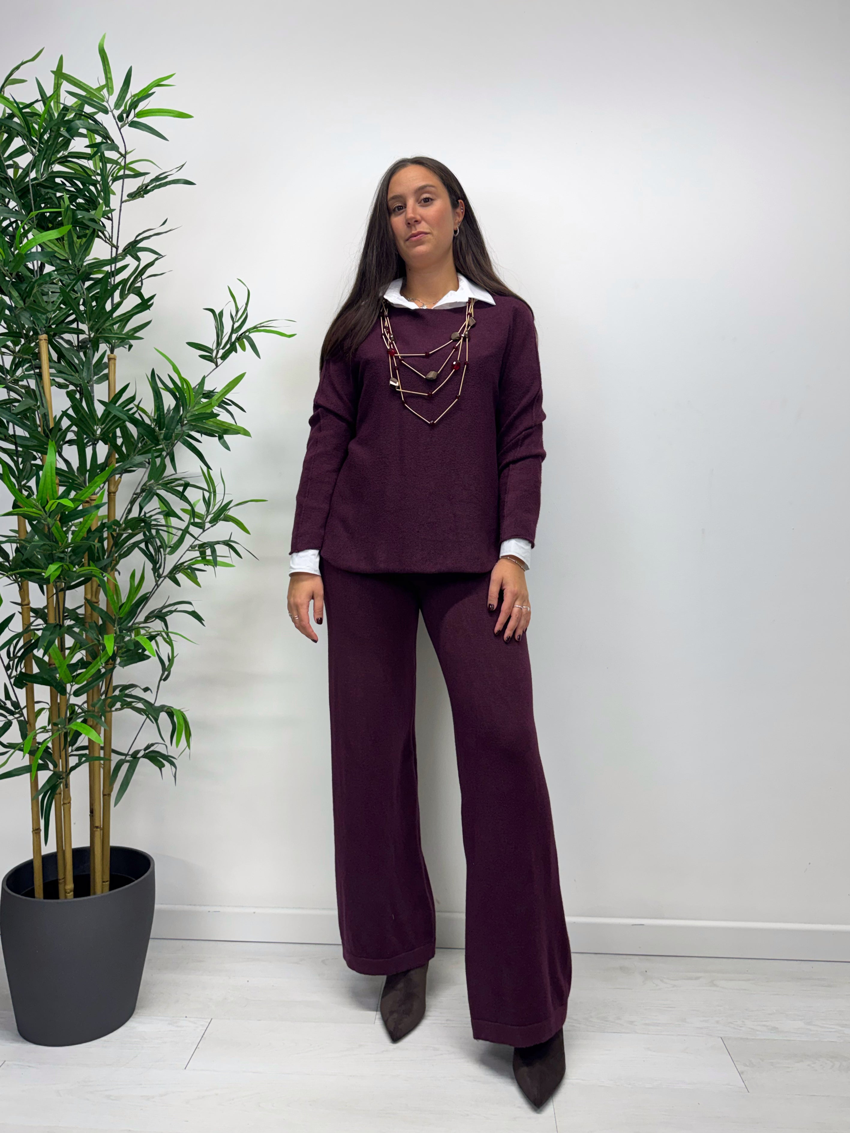 Twin-set in maglina vino