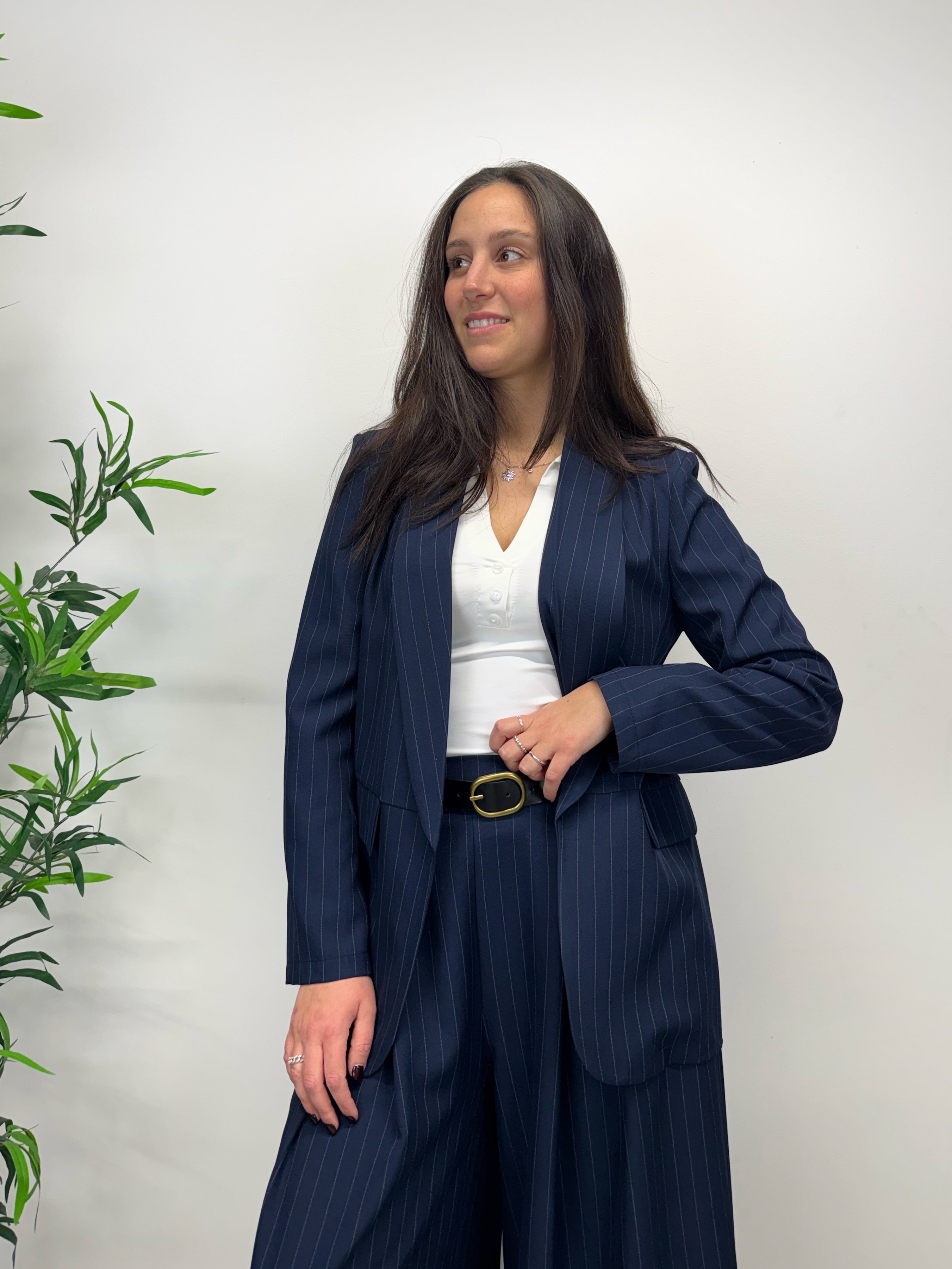 Blazer gessato blu navy