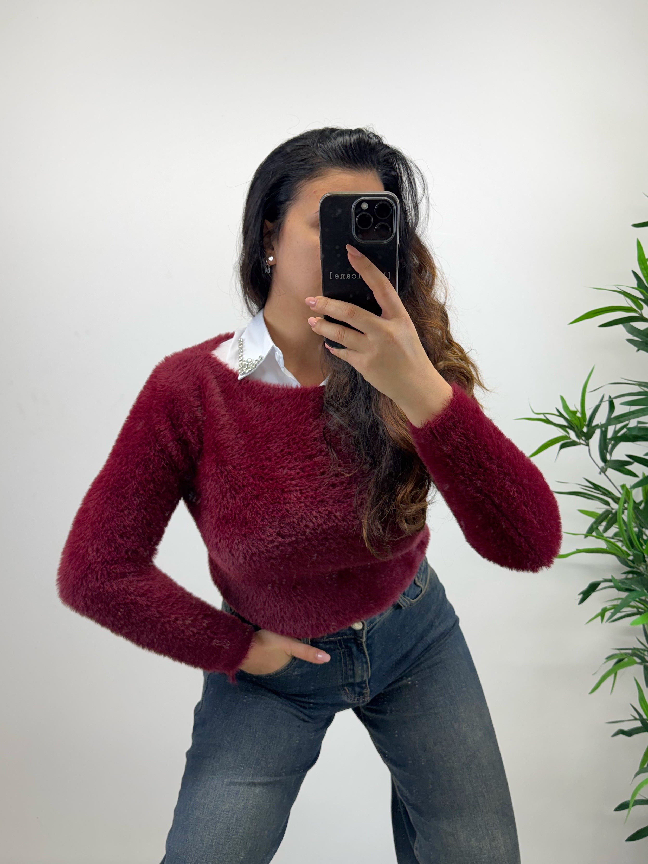 Colletto camicia con strass