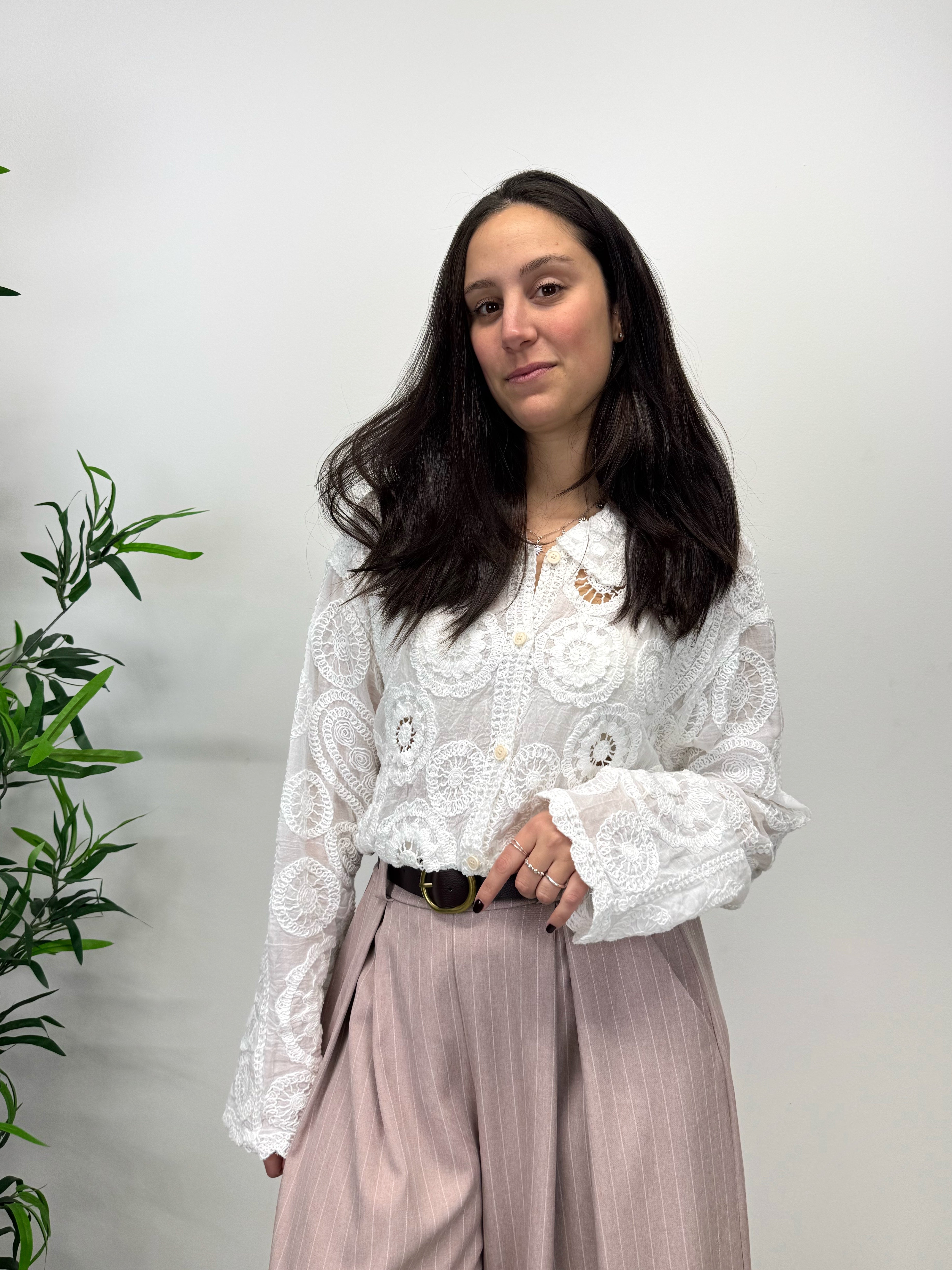 Camicia in pizzo macramè