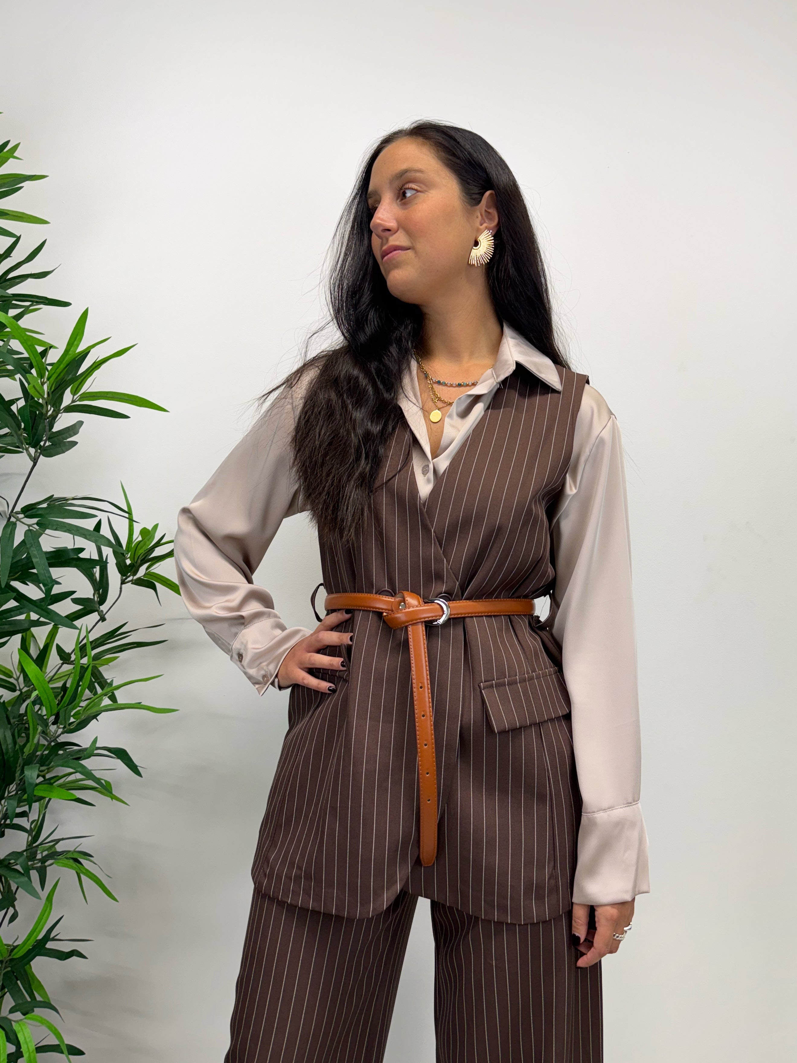 Gilet doppio petto NY cioccolato