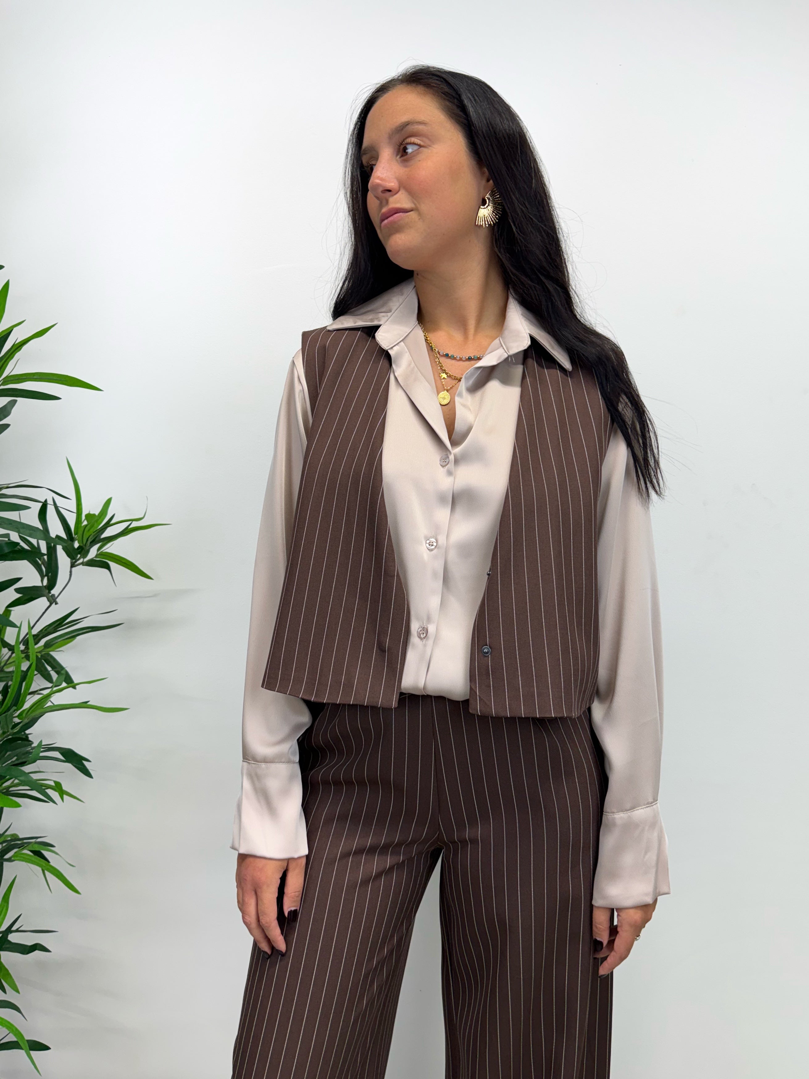 Gilet crop NY cioccolato
