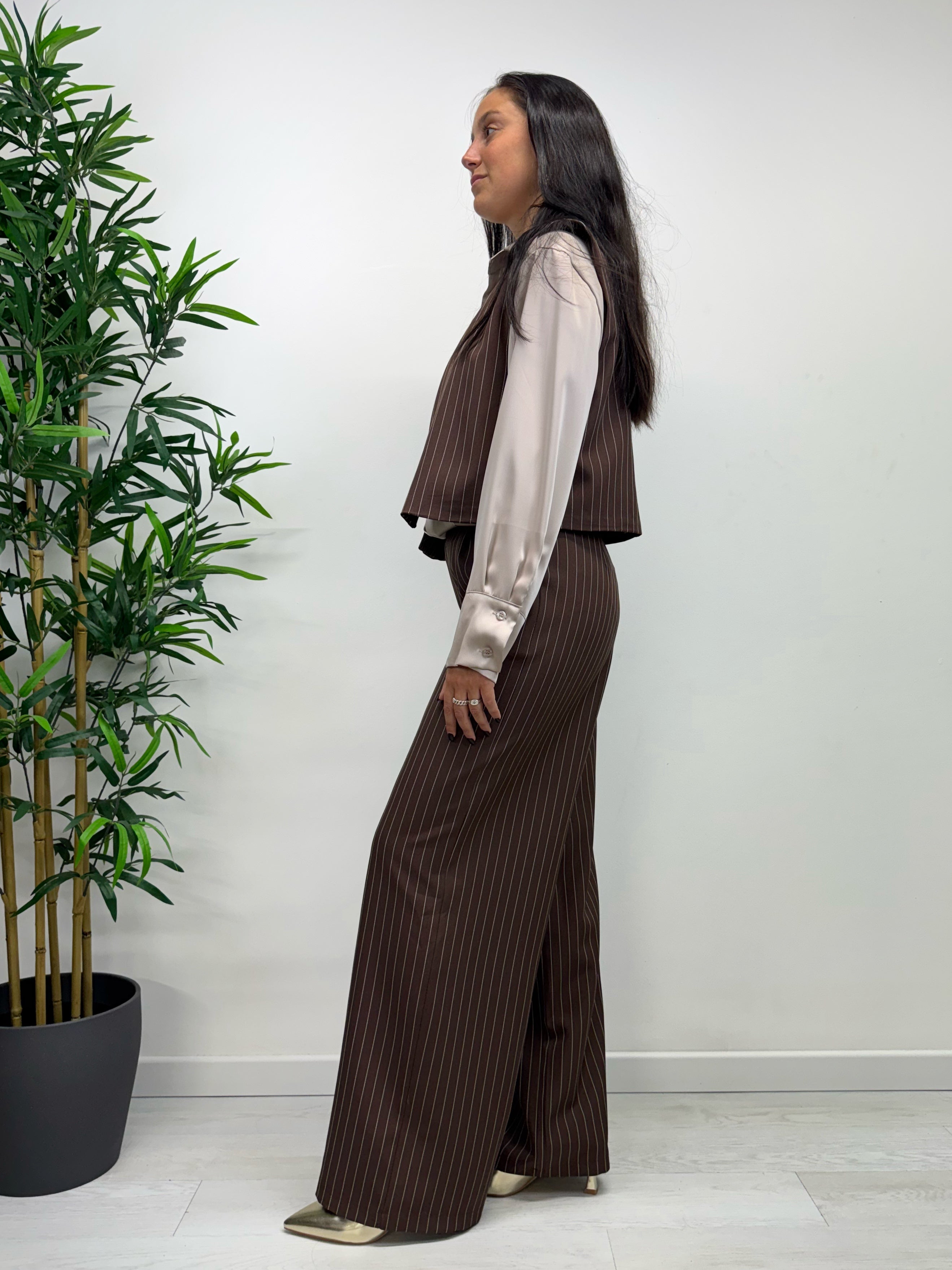 Gilet crop NY cioccolato