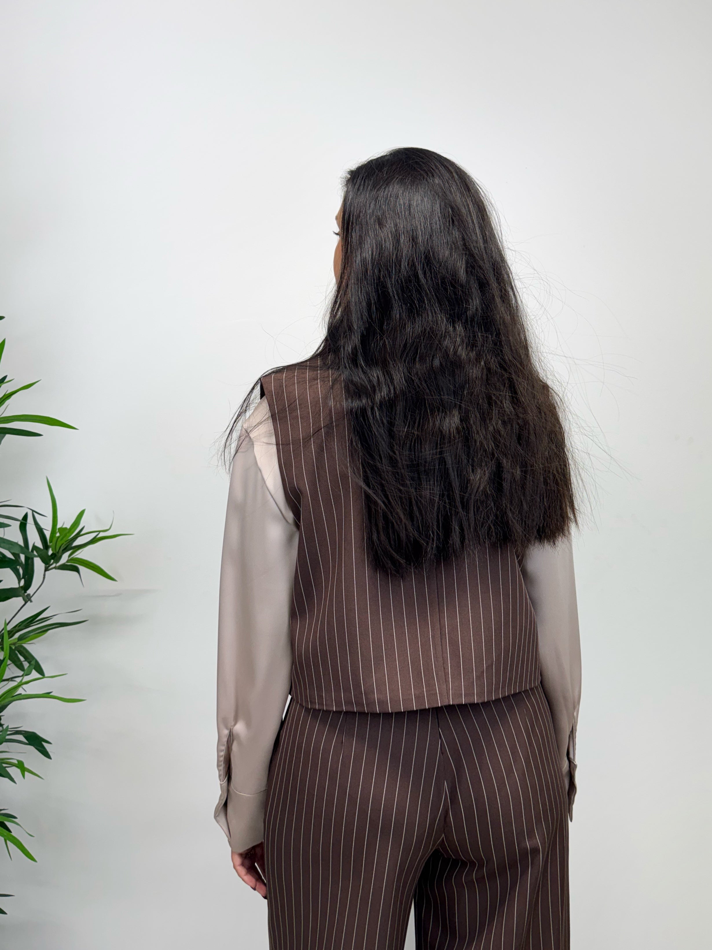 Gilet crop NY cioccolato