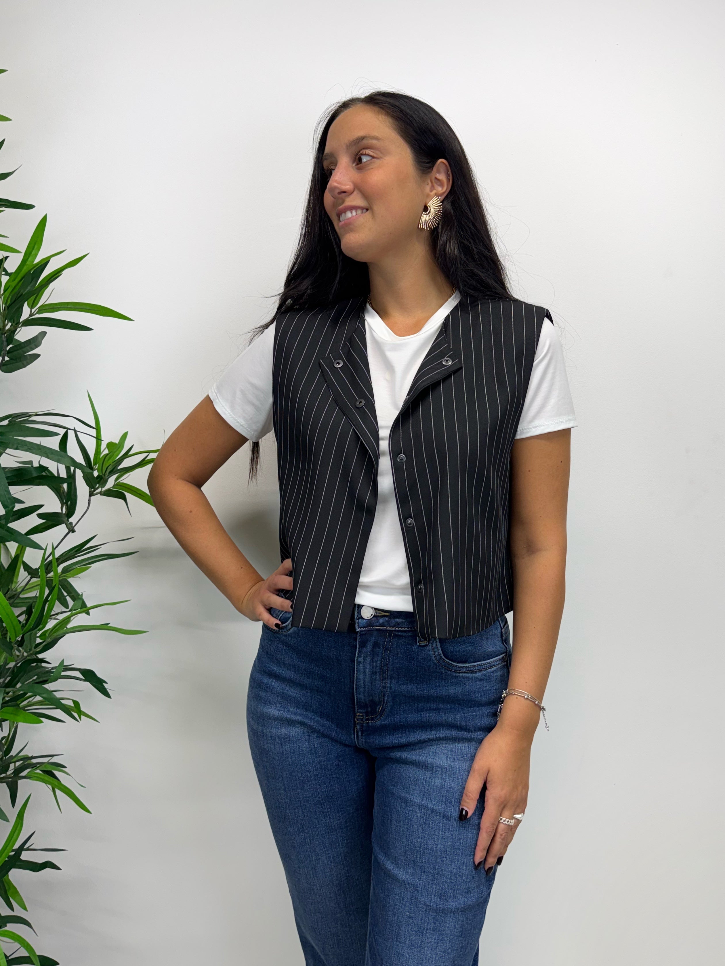 Gilet crop NY nero