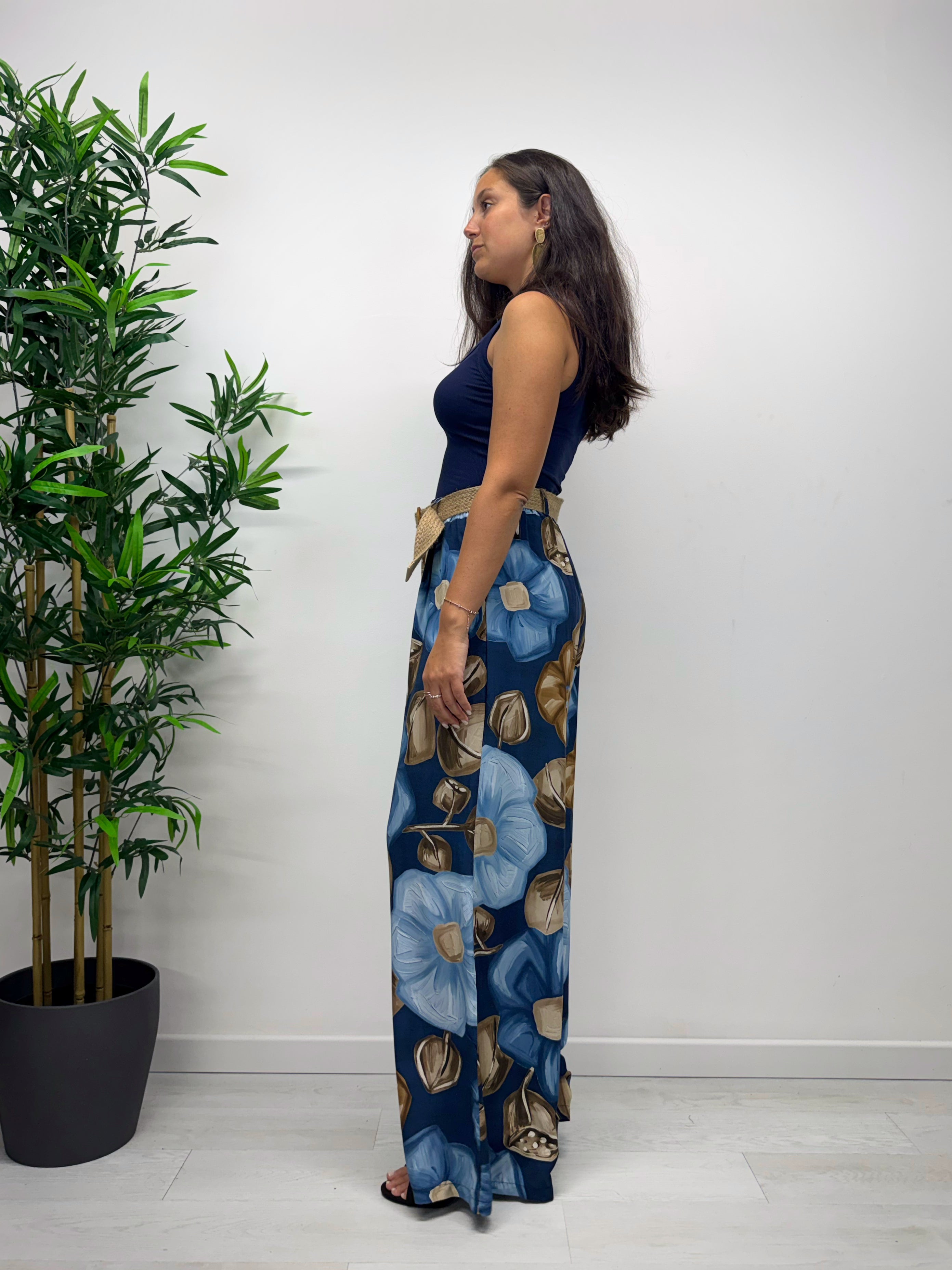 Pantaloni a palazzo FLOWERS blu