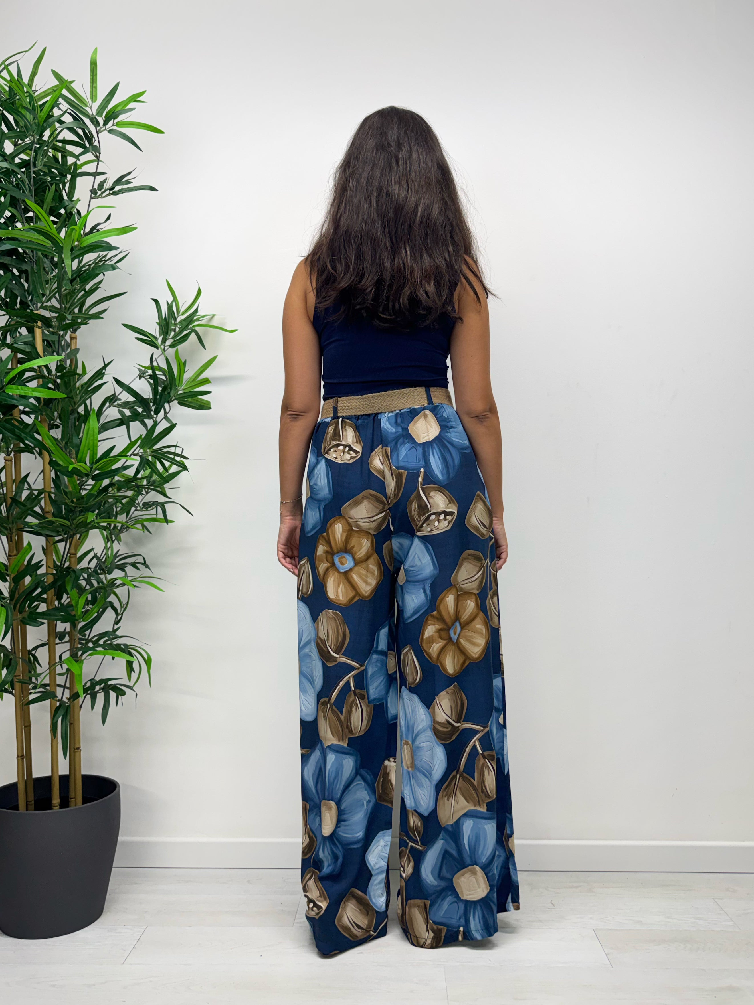 Pantaloni a palazzo FLOWERS blu