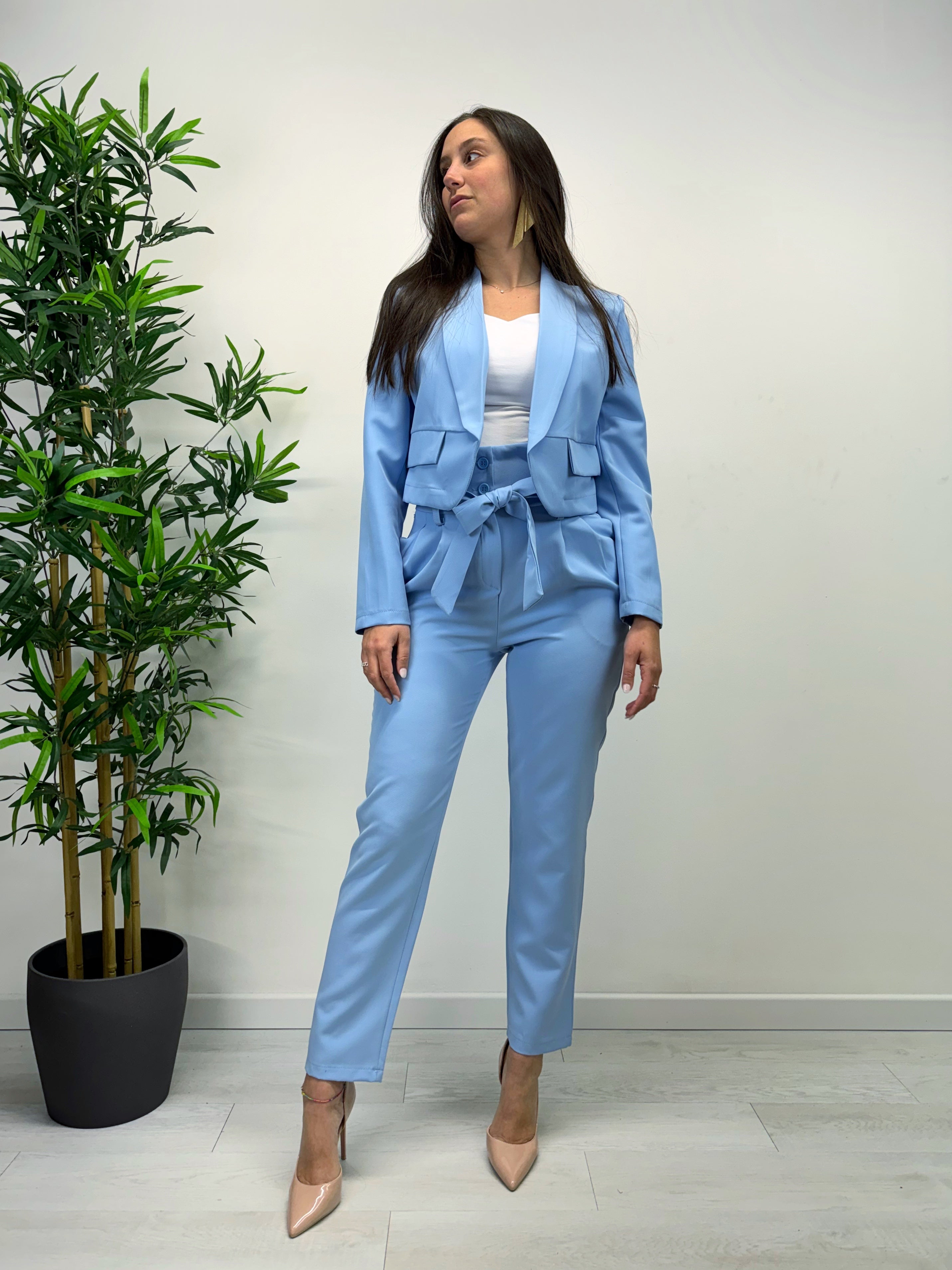 Pantaloni fiocco azzurro